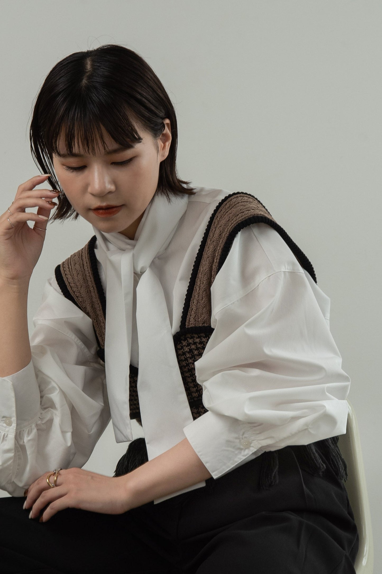 ribbon tie blouse