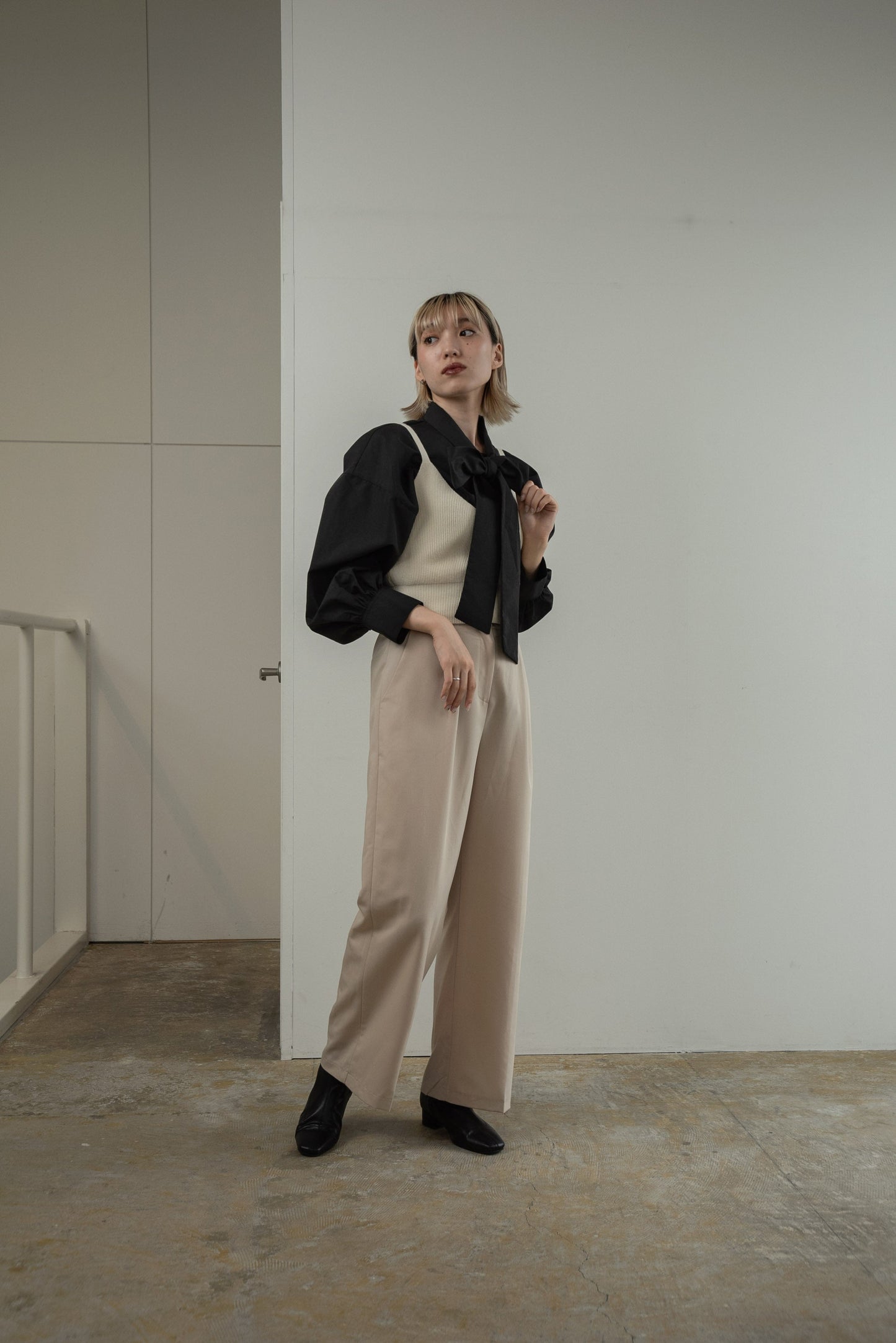 ribbon tie blouse