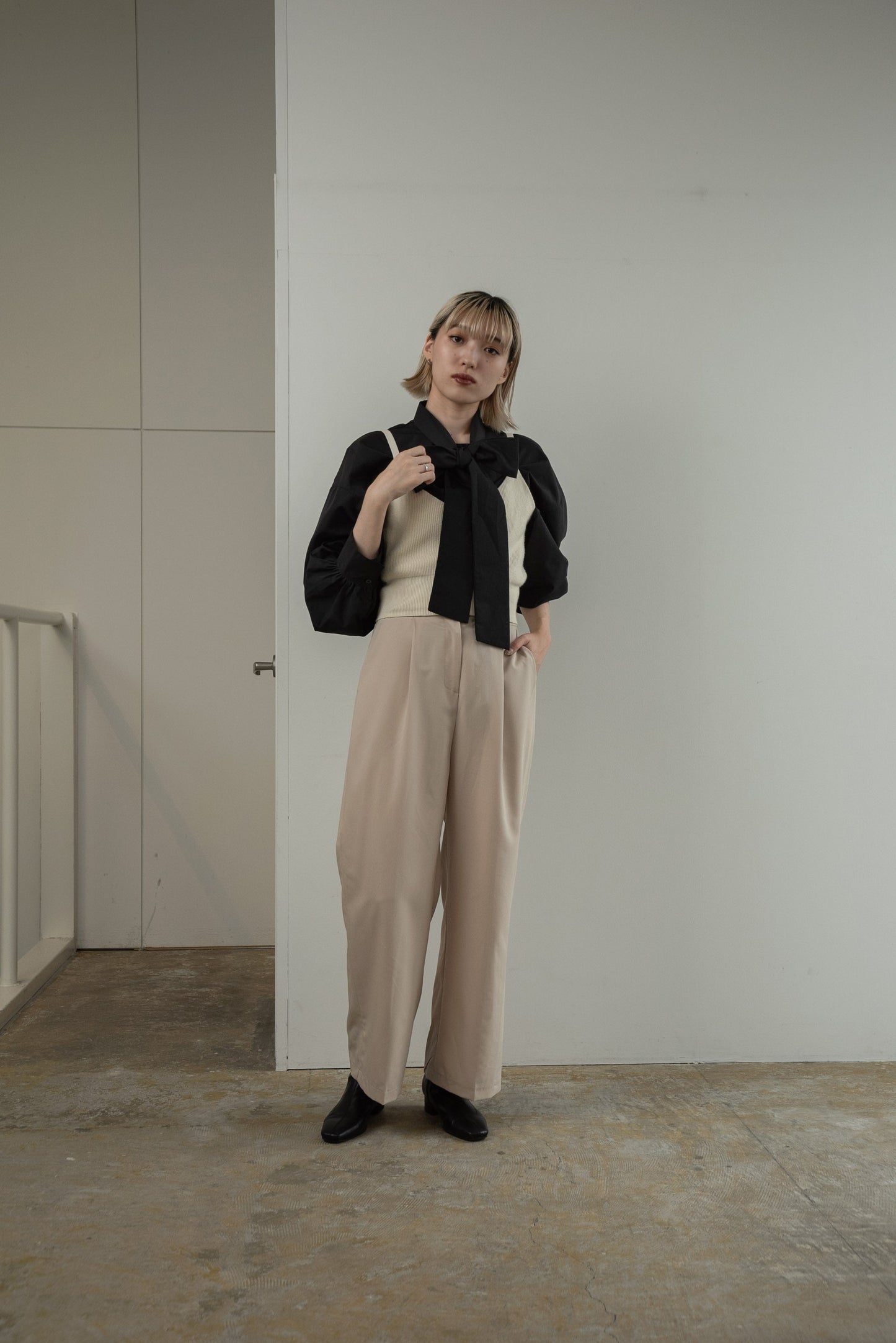 ribbon tie blouse