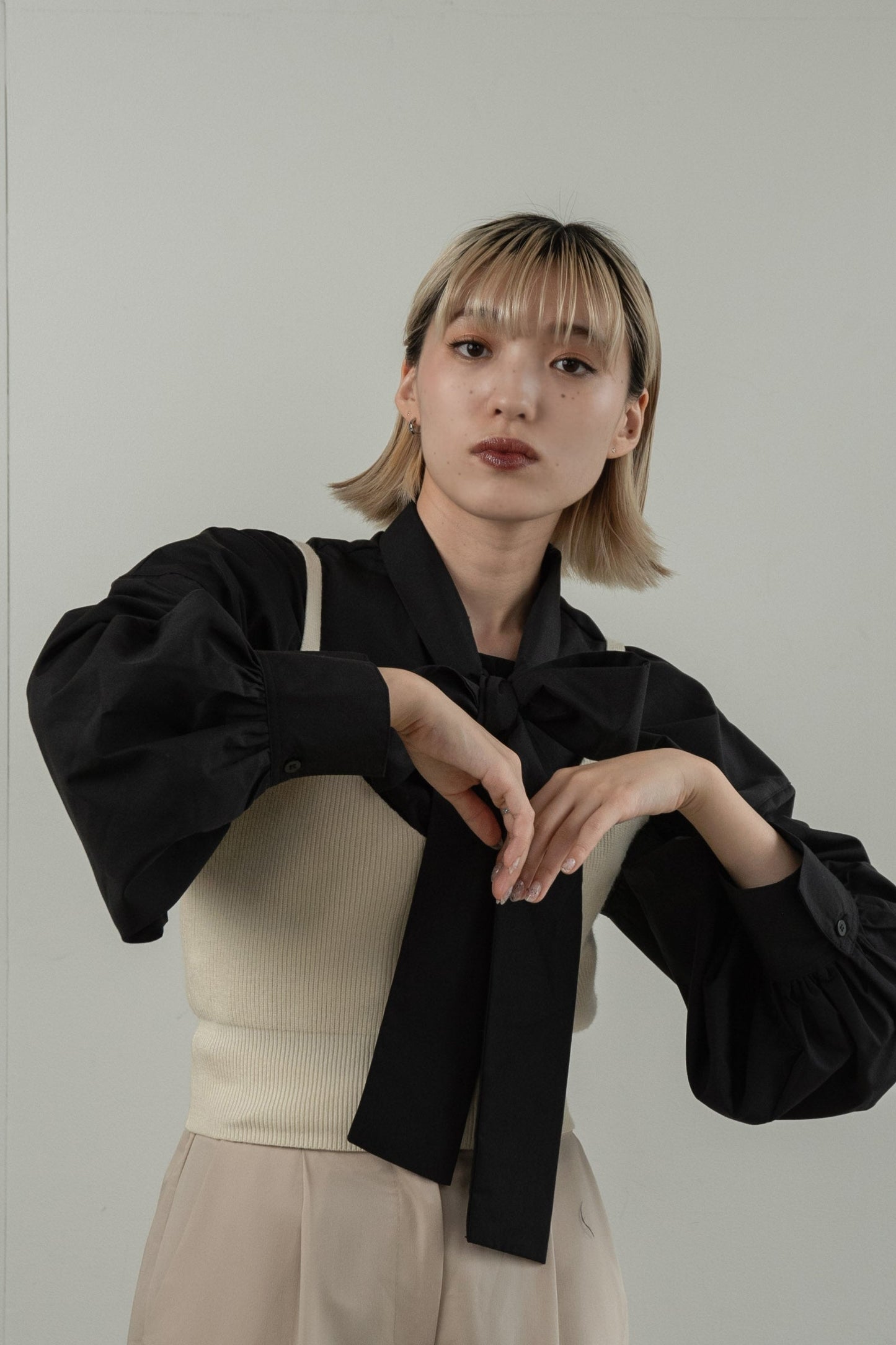 ribbon tie blouse