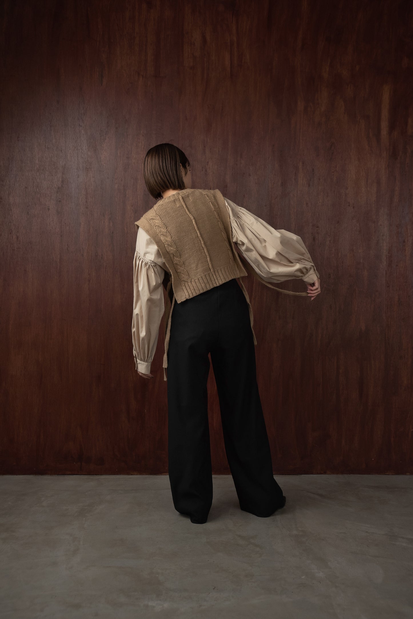 cable knit fringe vest