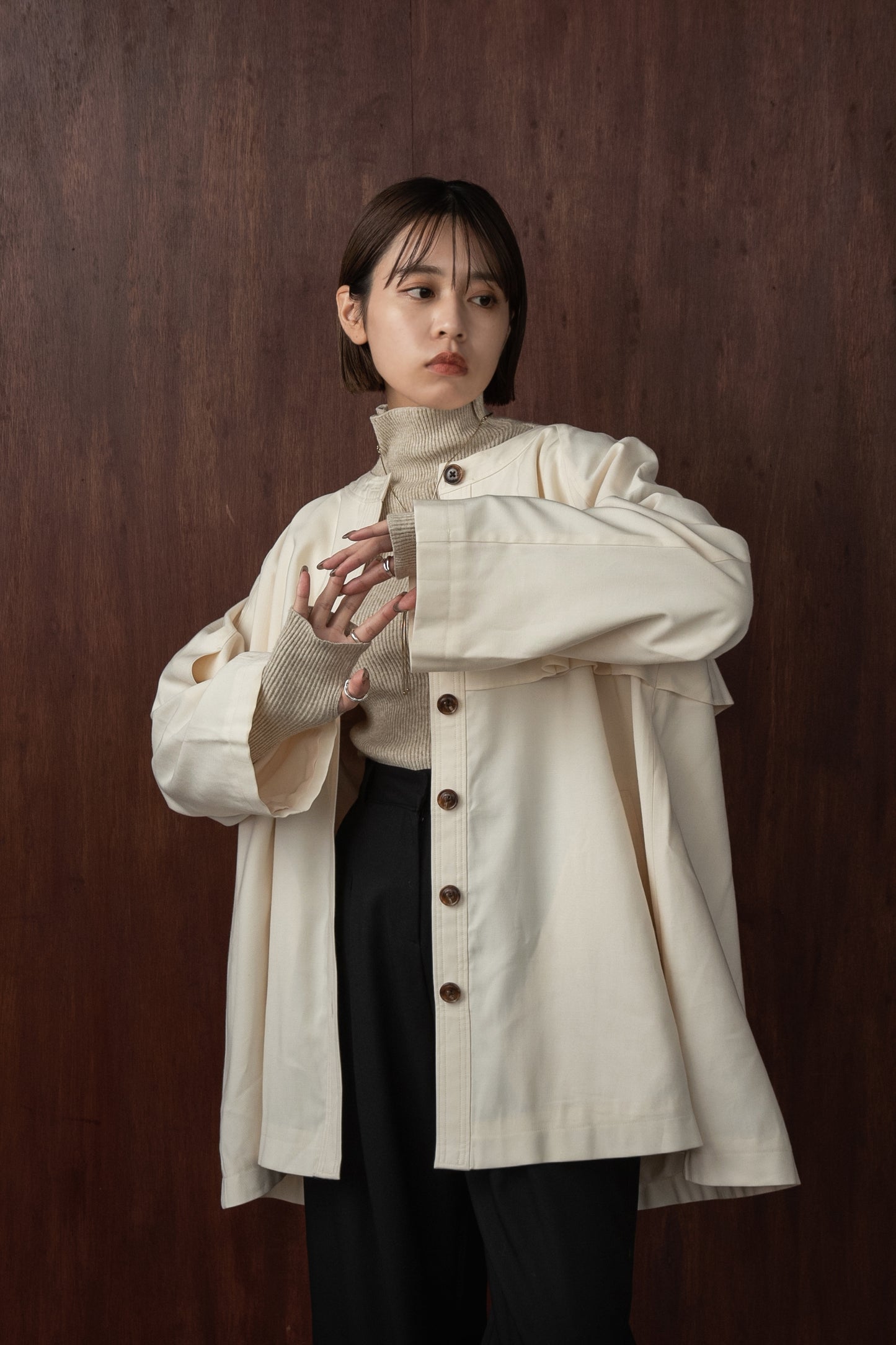 double collar 2way midi trench