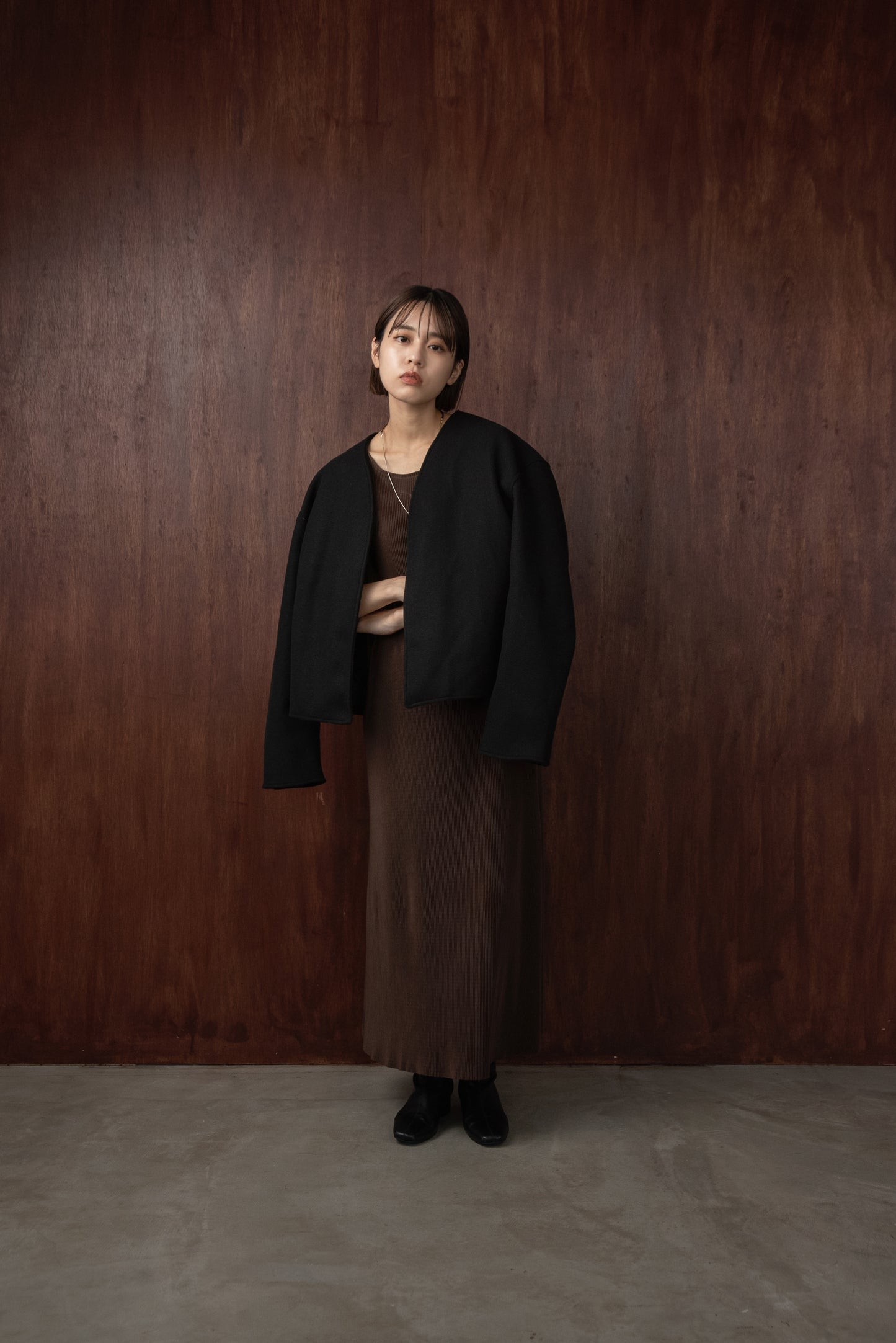 no collar short jacket