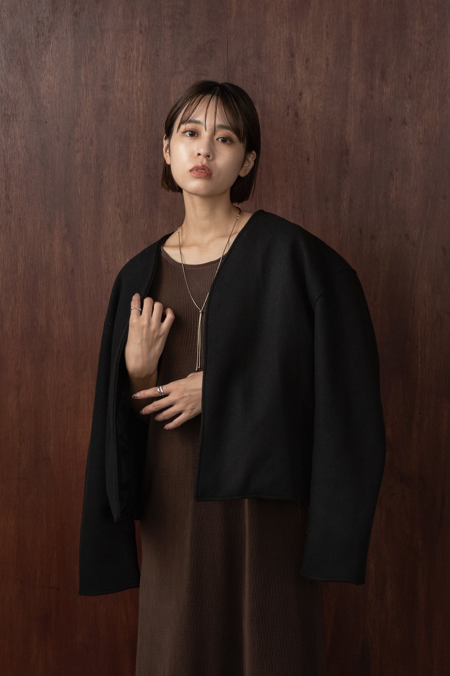no collar short jacket