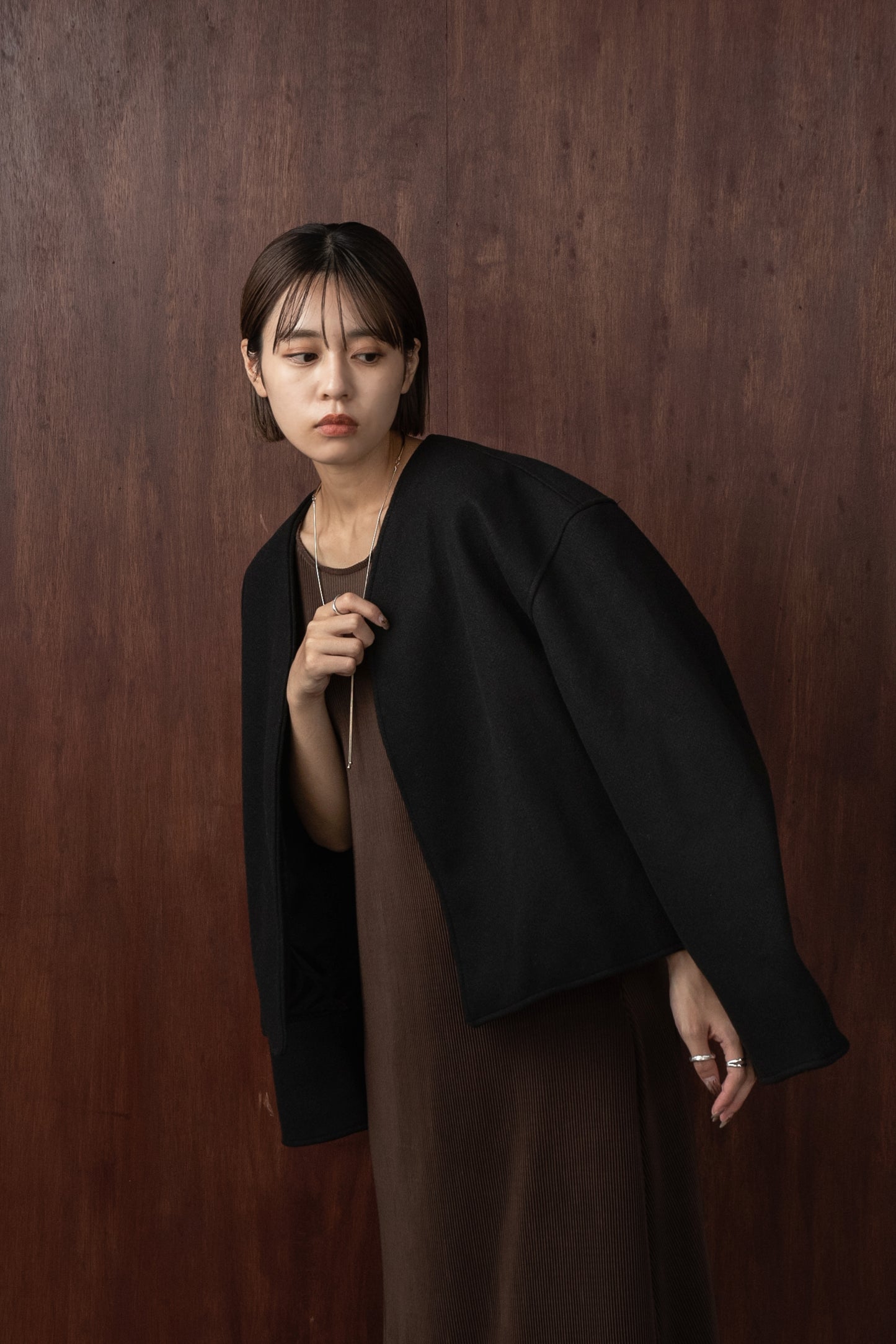 no collar short jacket