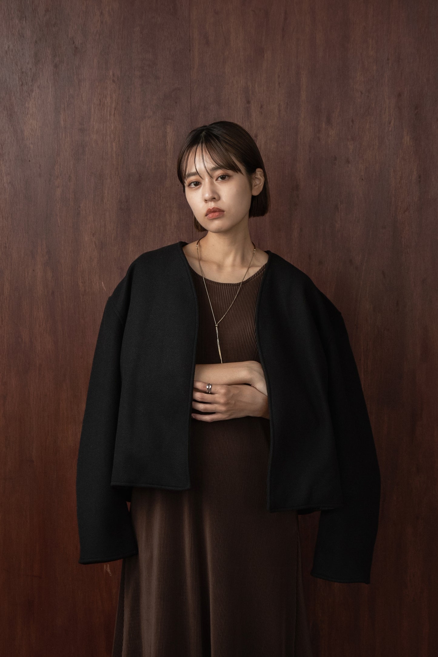no collar short jacket