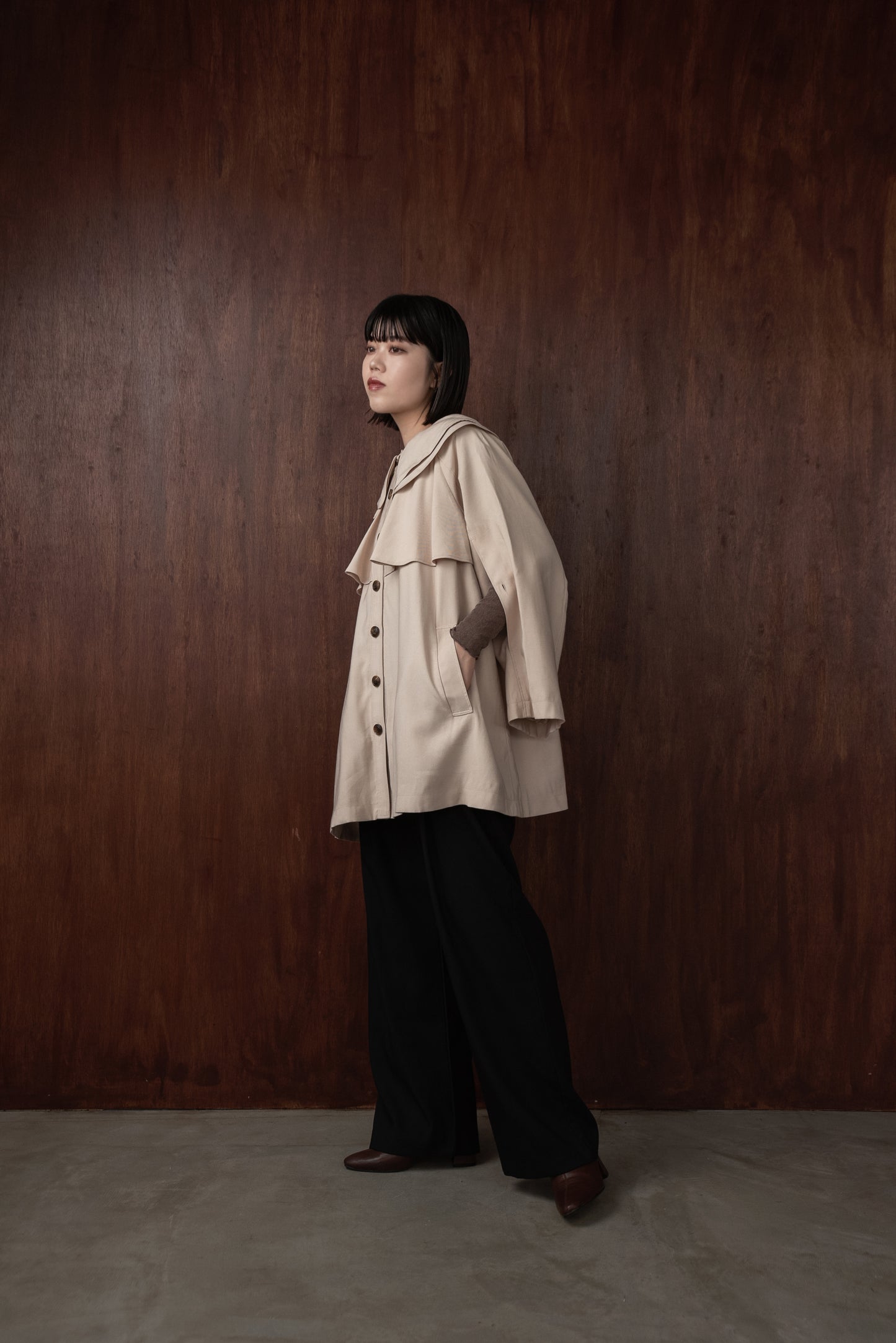 double collar 2way midi trench