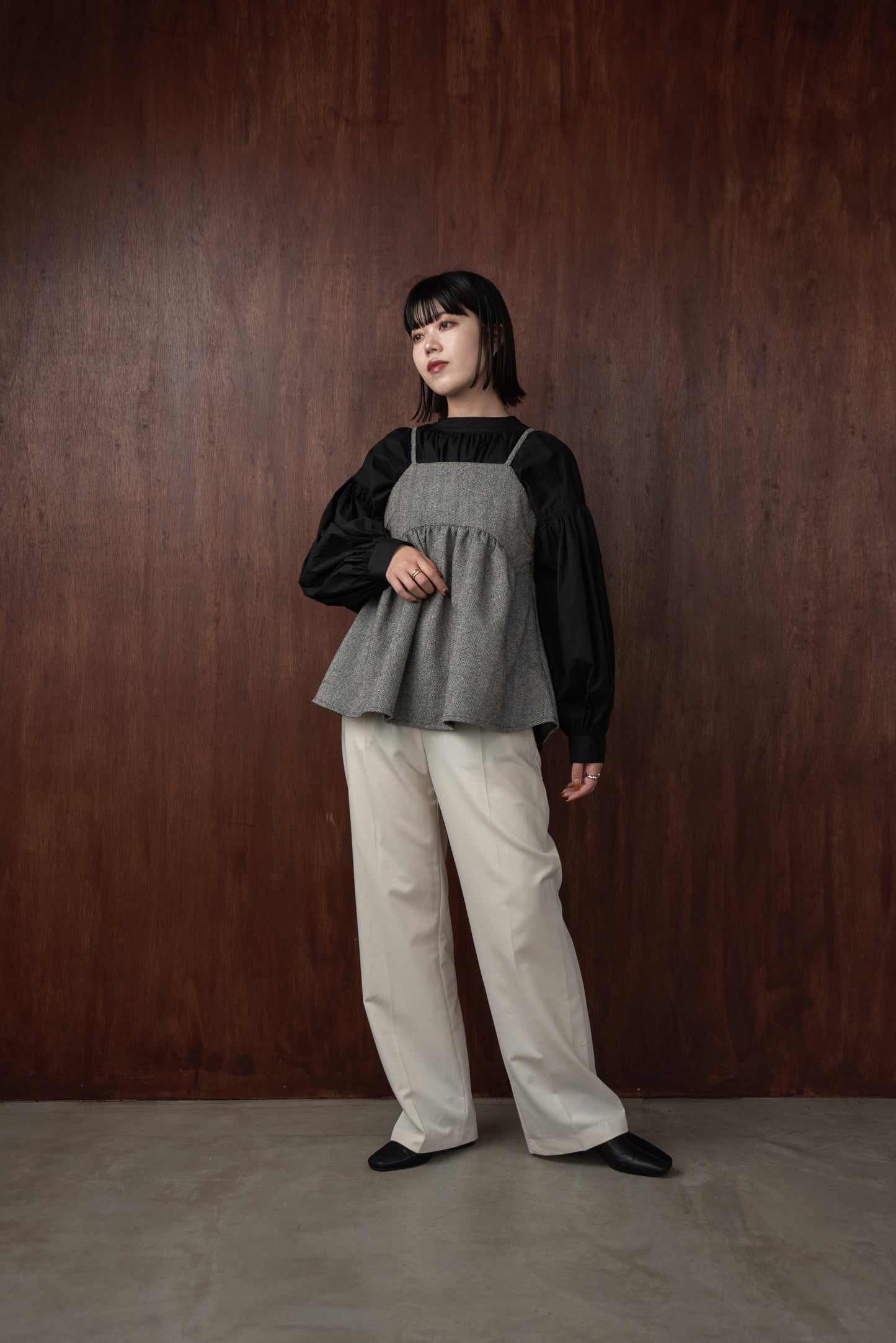 herringbone gather peplum cami