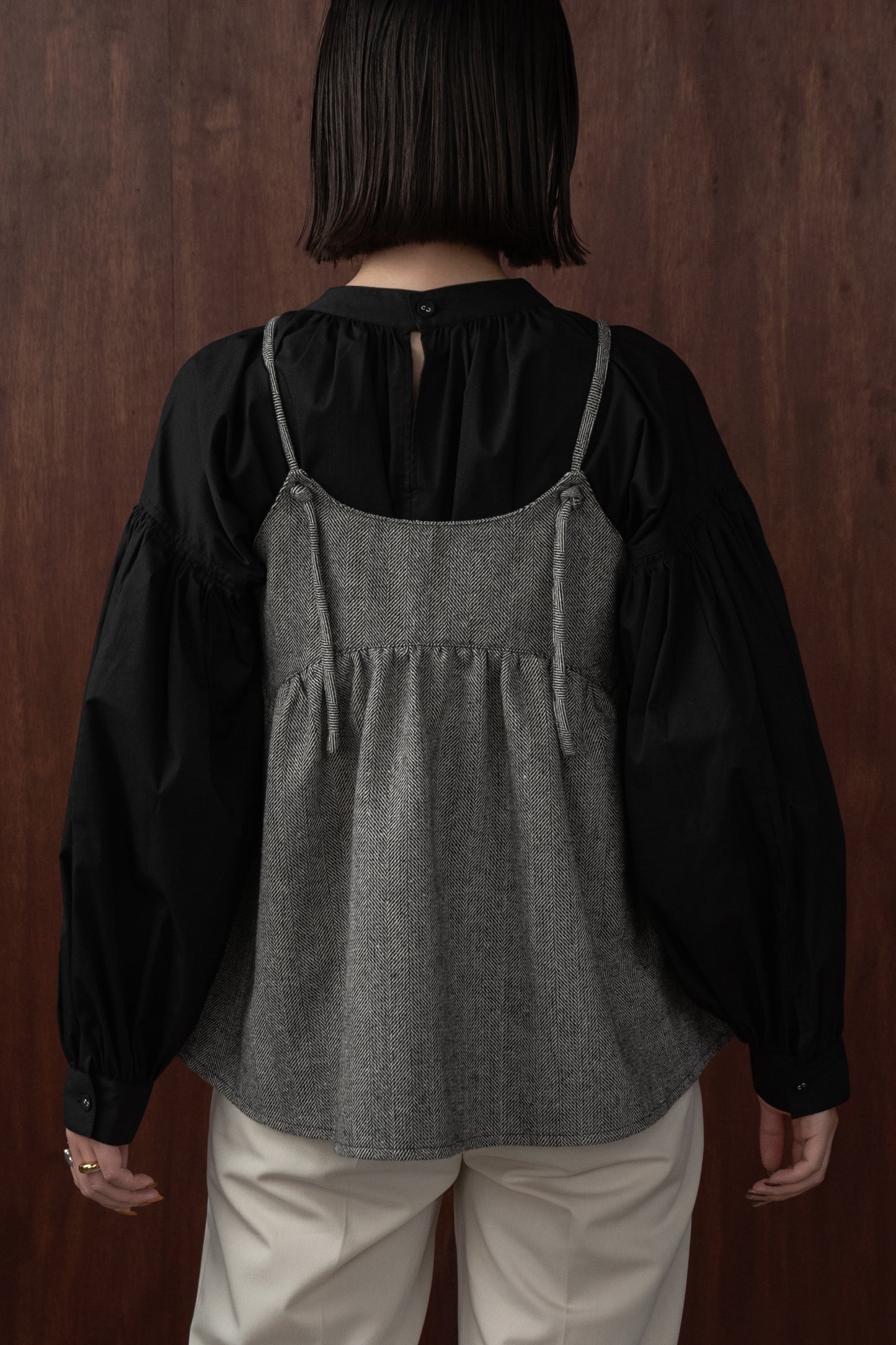 herringbone gather peplum cami