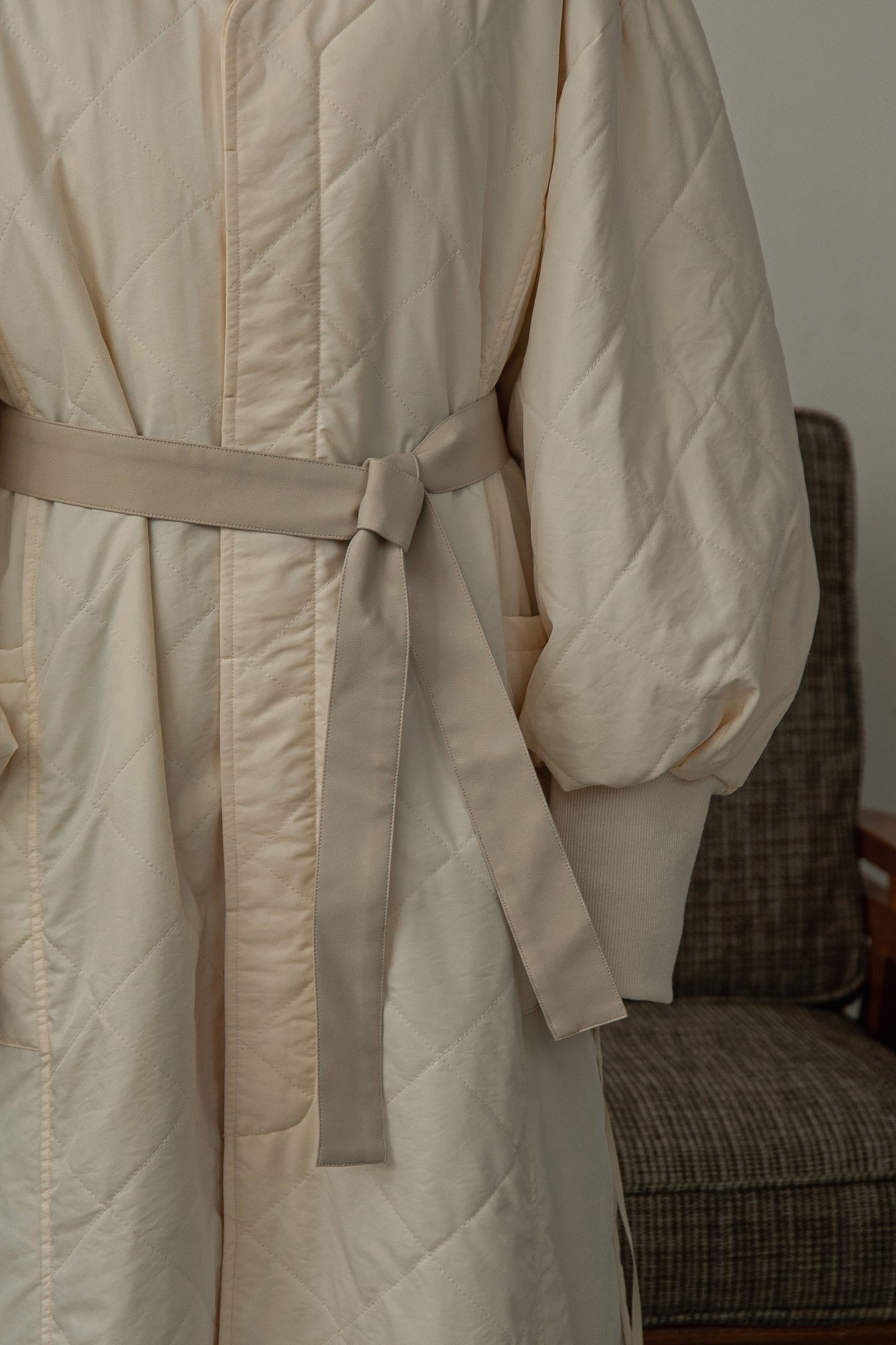 quilting volume sleeve long coat