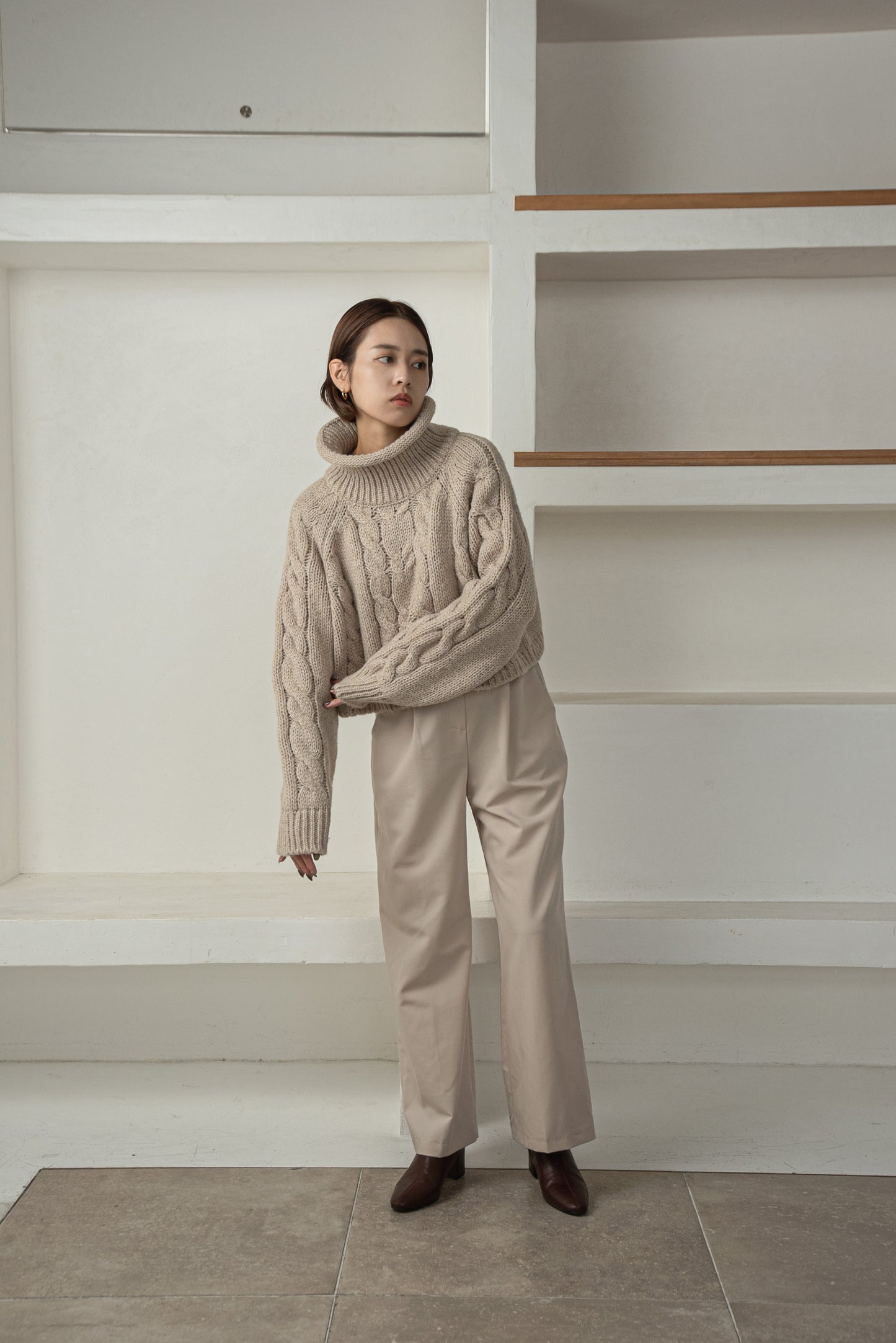 mix yarn cable knit