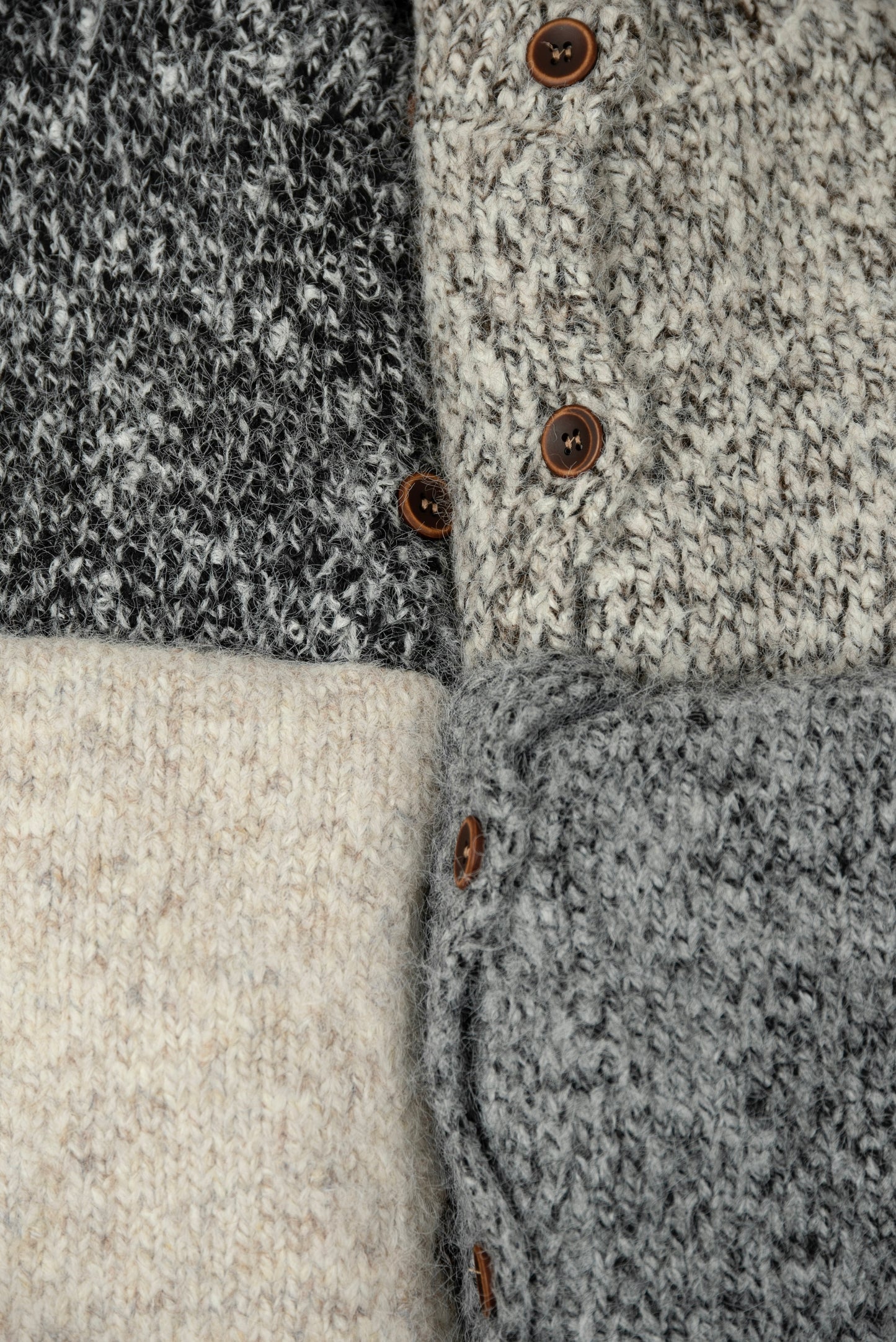 fluffy mix wood like button knit vest