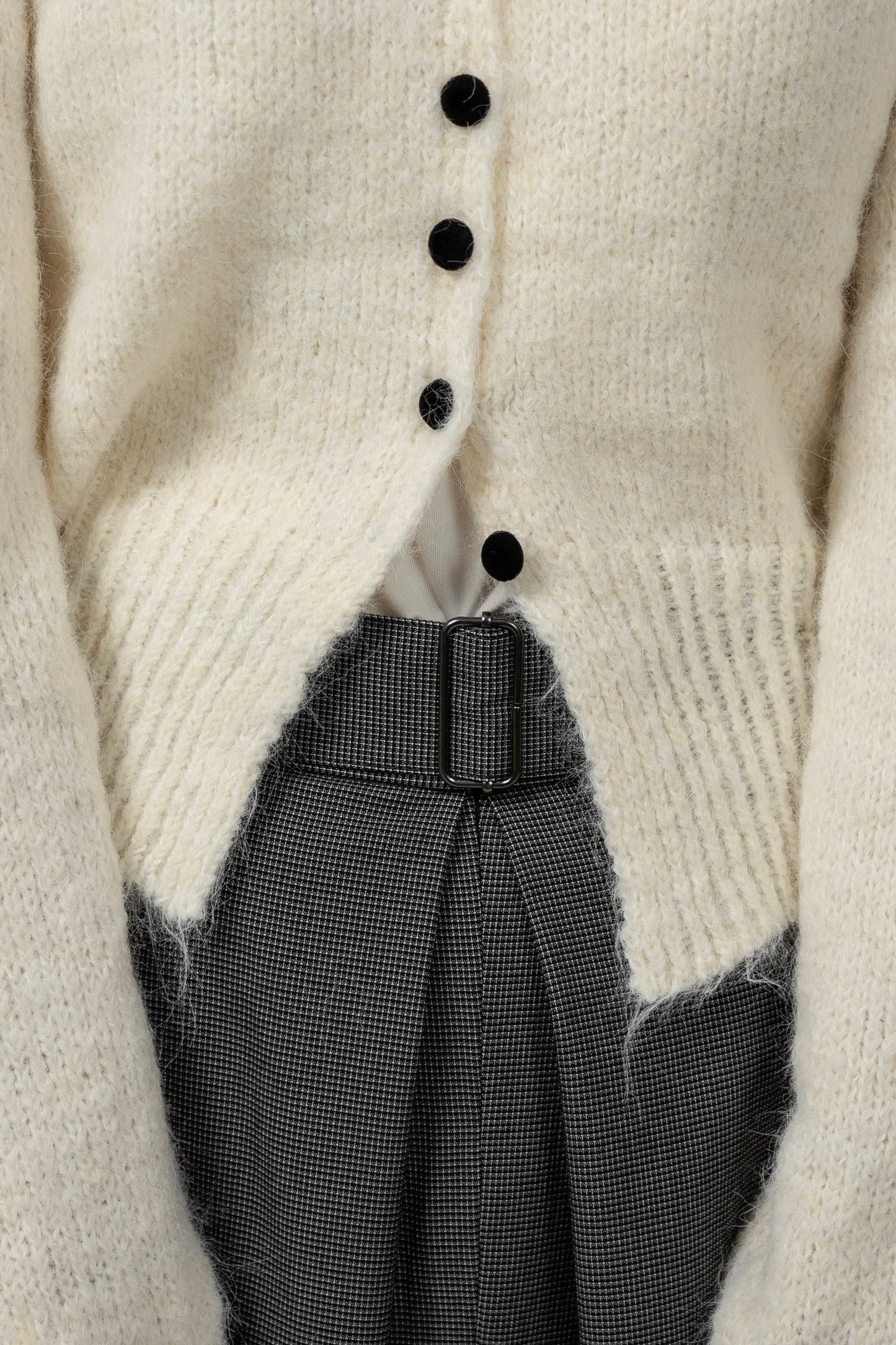 fluffy accent button v neck cardigan