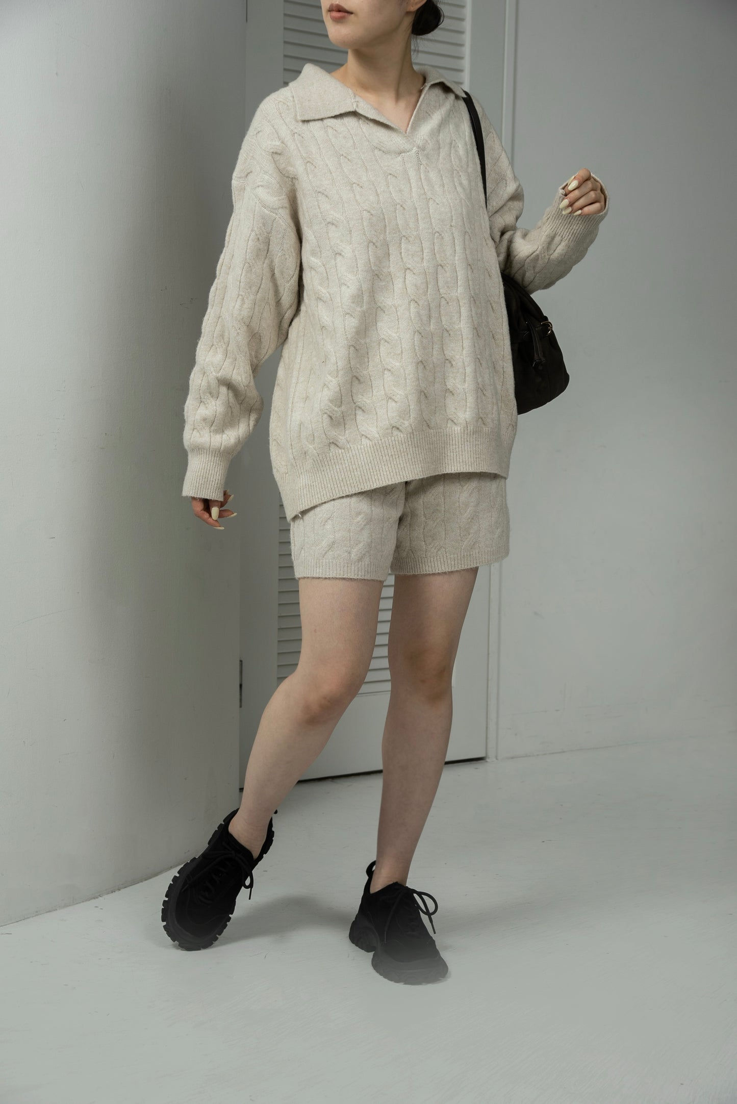 cable loose knit set up