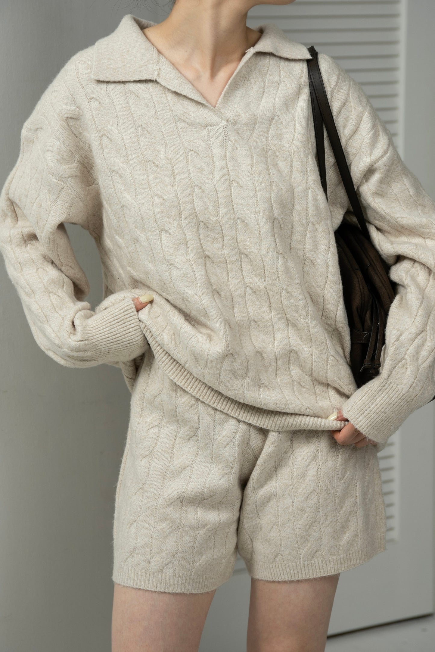 cable loose knit set up