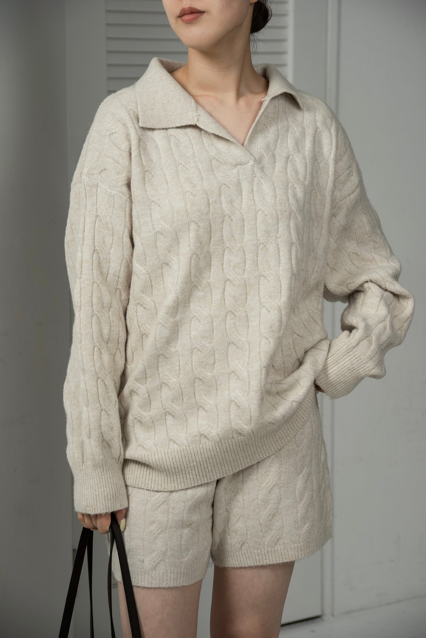 cable loose knit set up