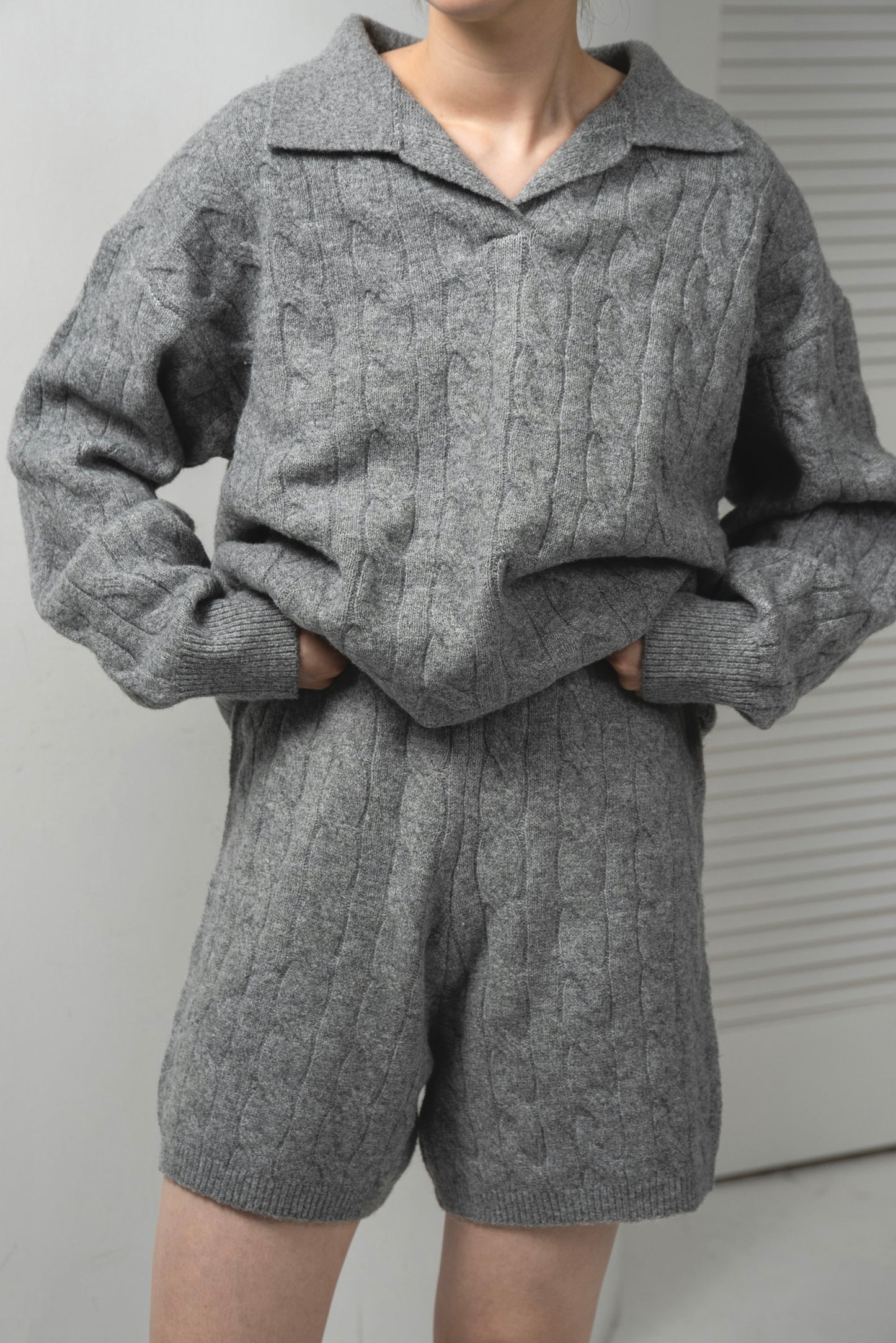 cable loose knit set up