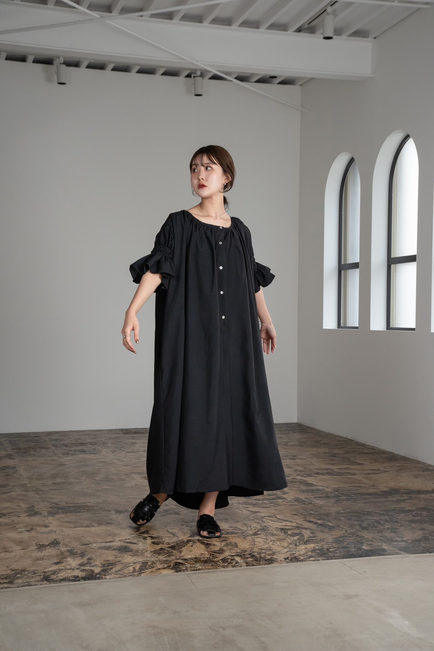 shirring flare sleeve ops