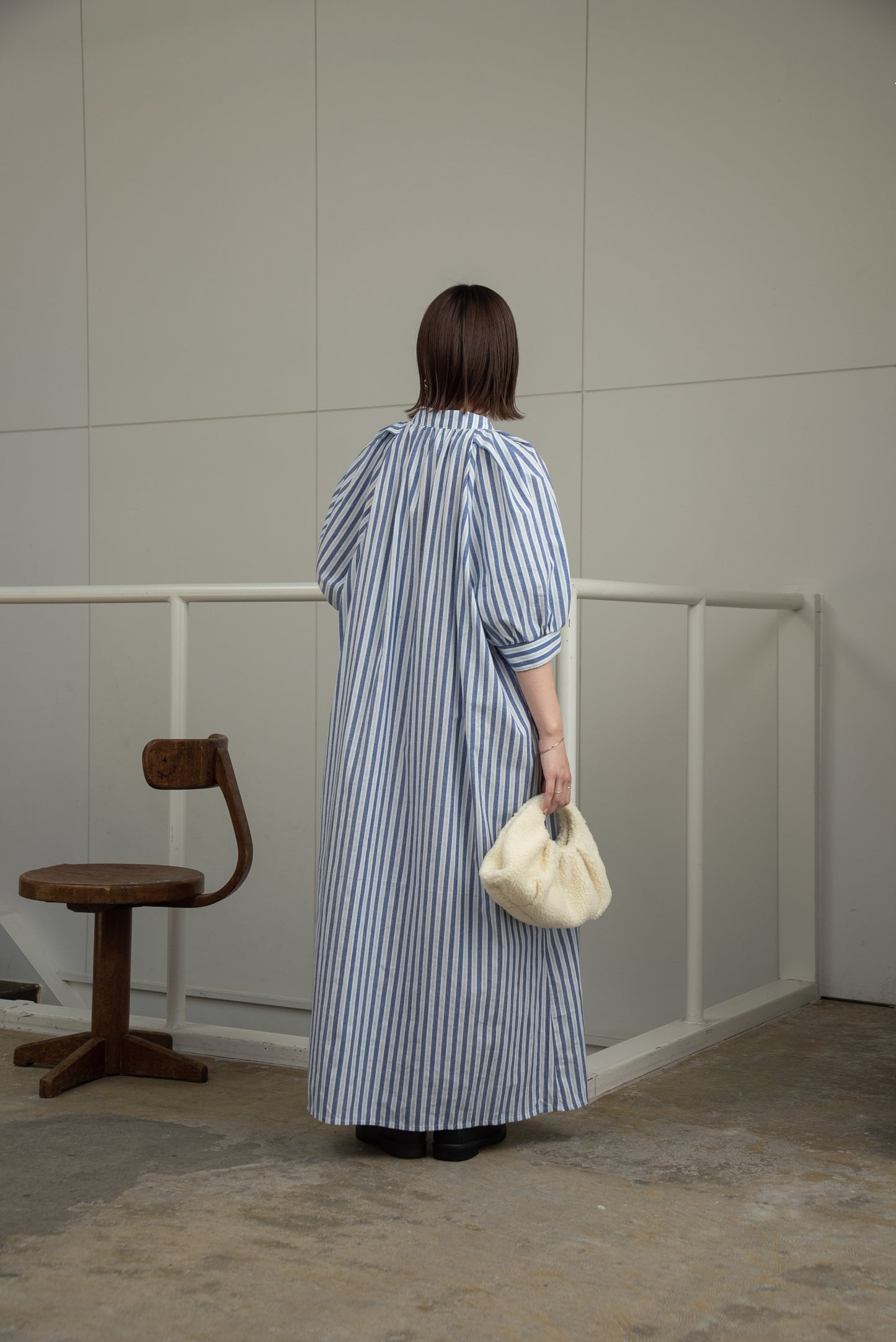 stripe shoulder tuck shirt ops