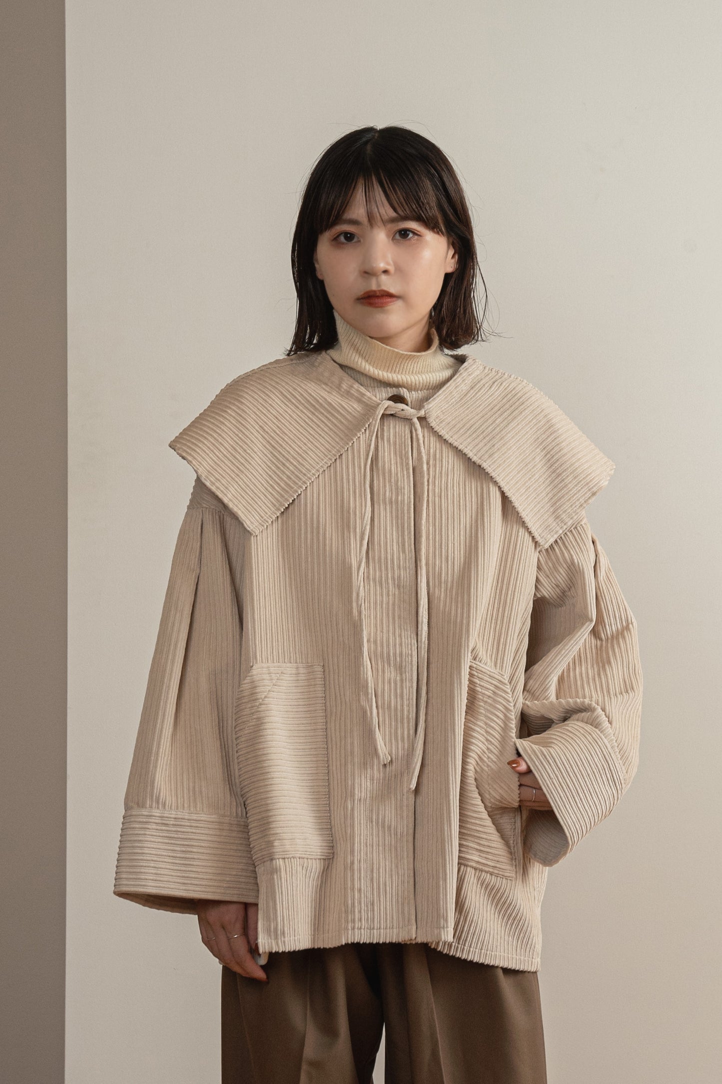 corduroy 2way midi coat