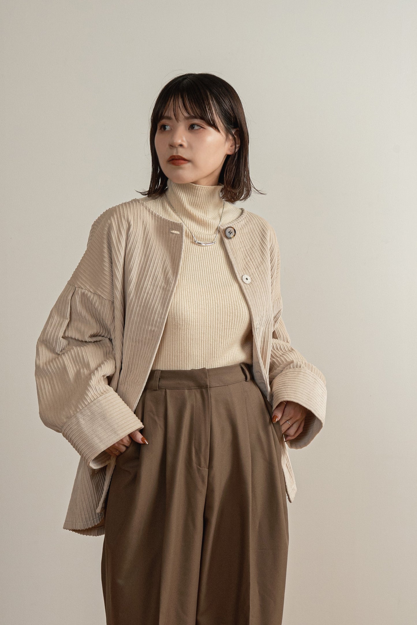 corduroy 2way midi coat