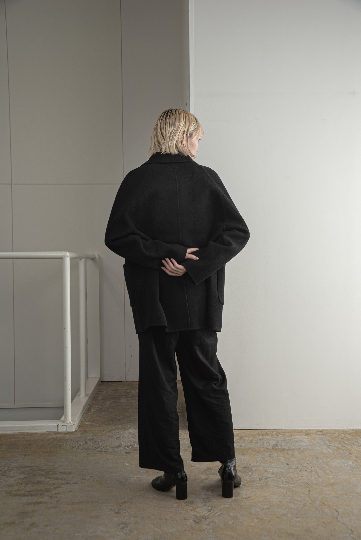 2way neck arrange handmade midi coat