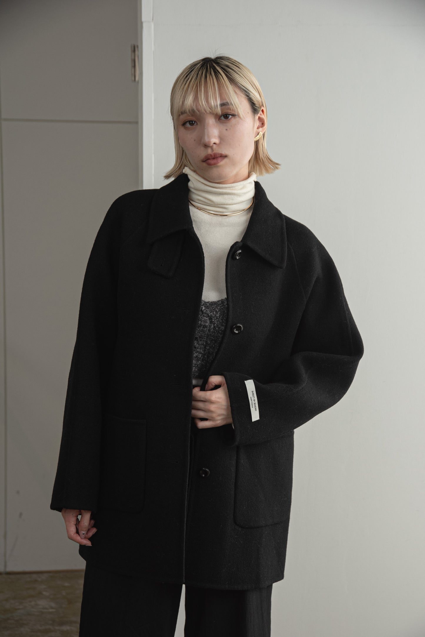 2way neck arrange handmade midi coat