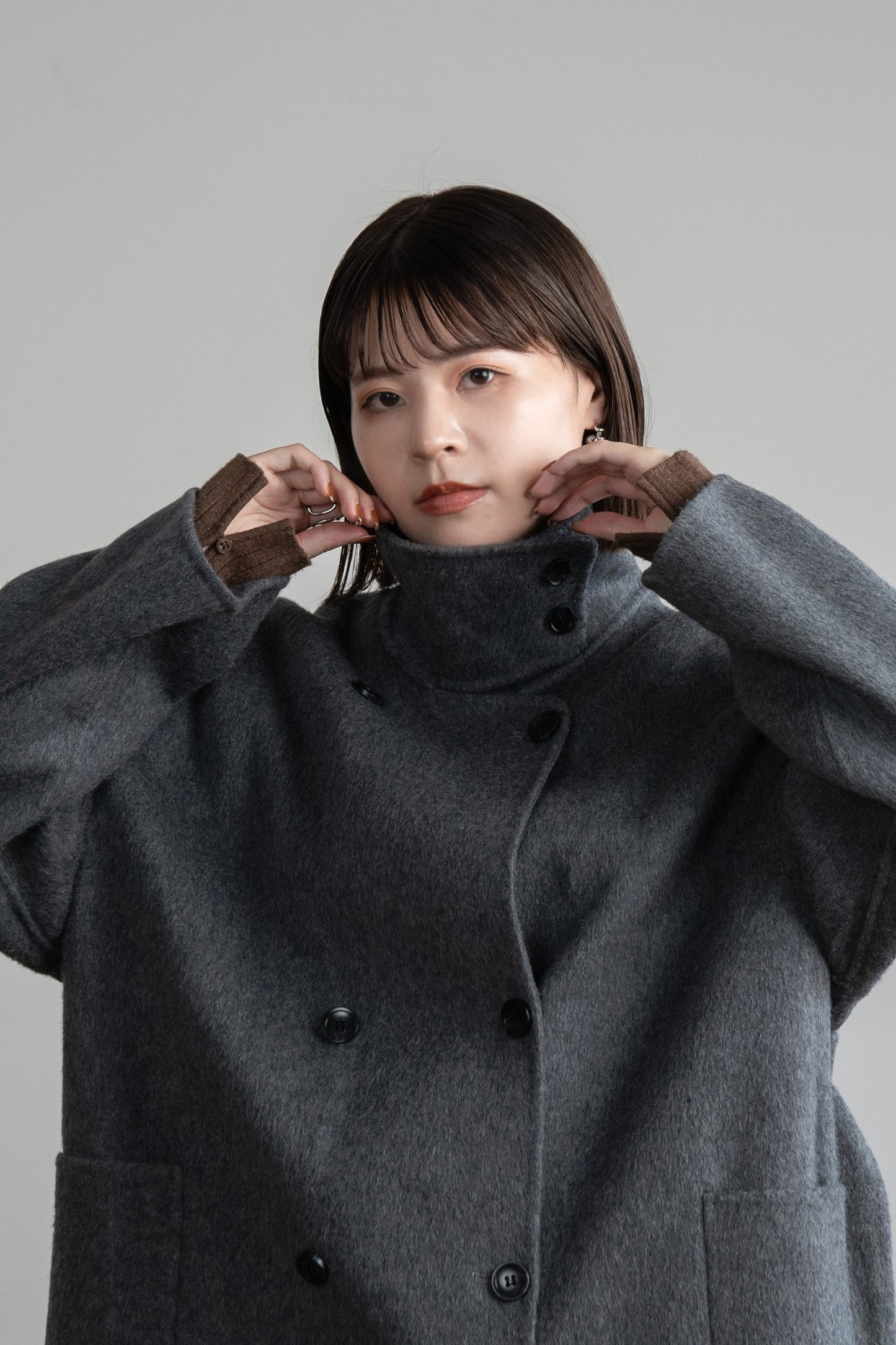 stand neck handmade coat