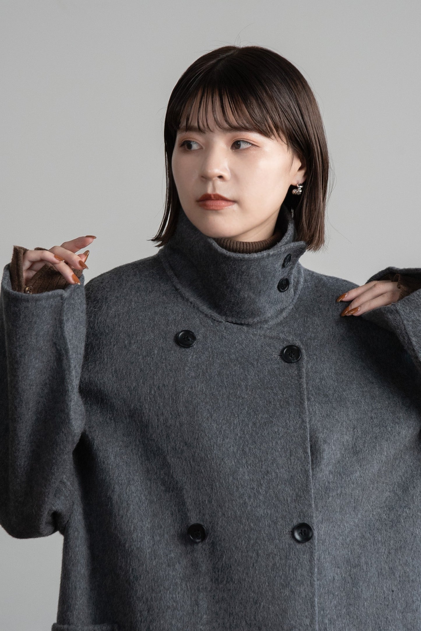stand neck handmade coat