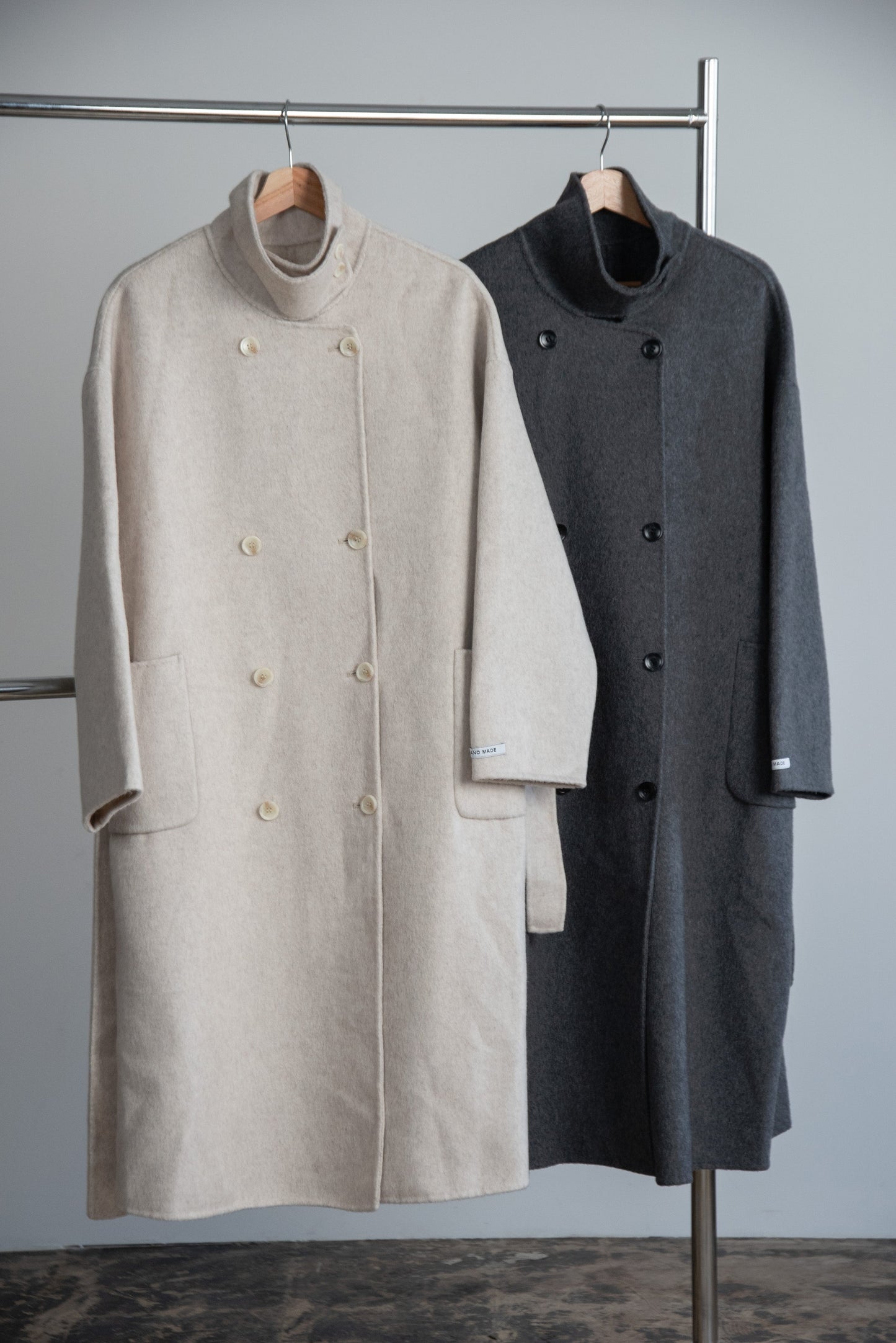 stand neck handmade coat