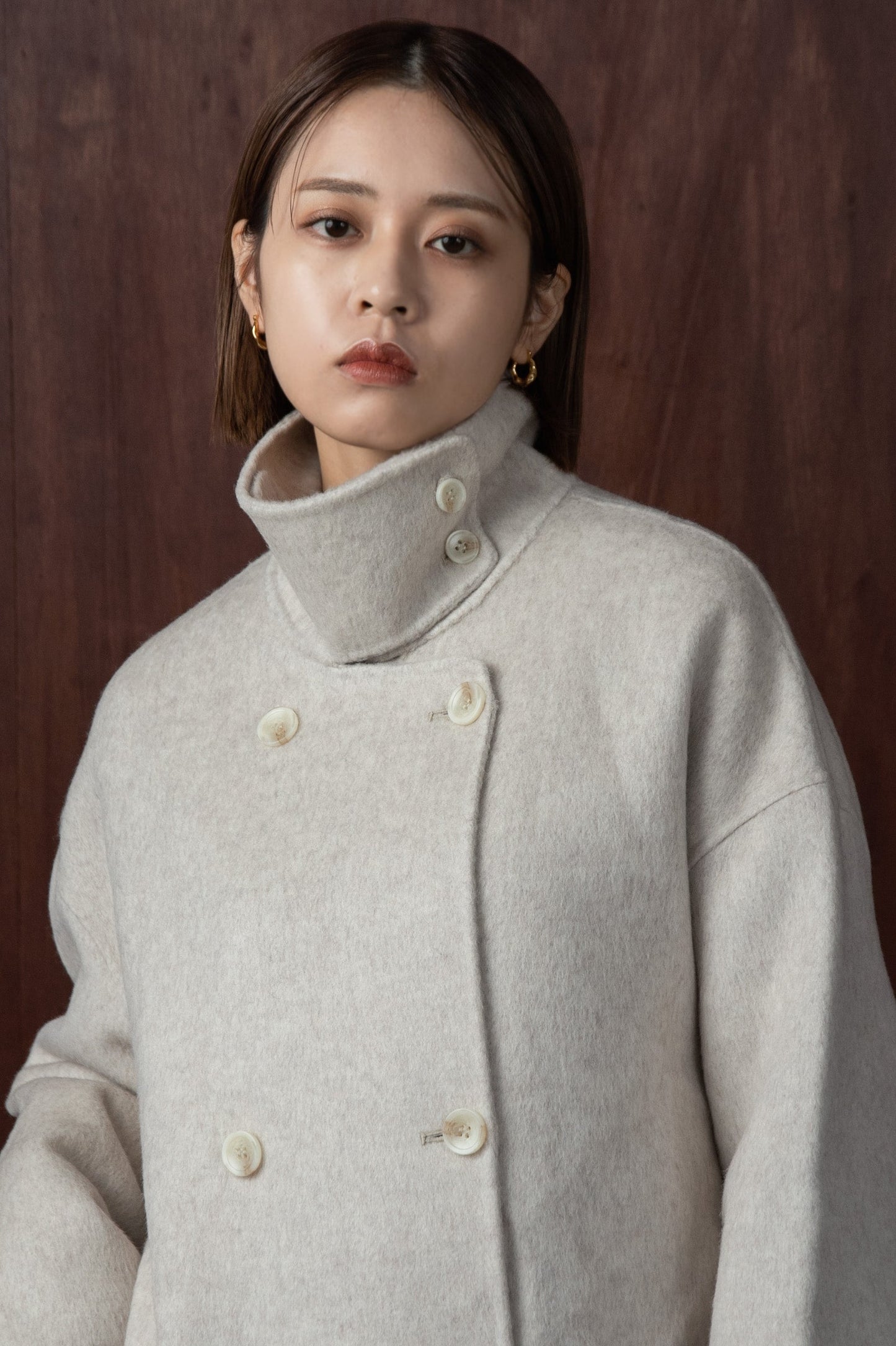 stand neck handmade coat