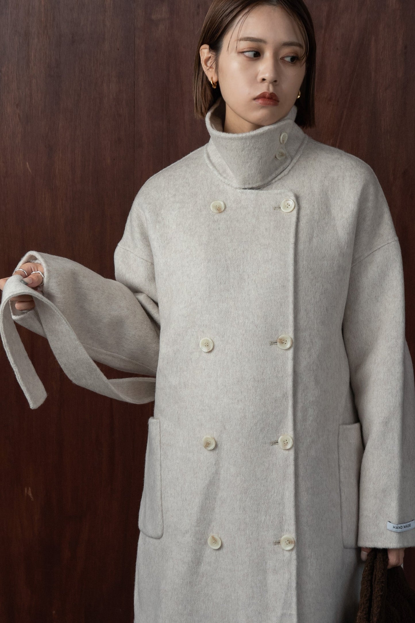 stand neck handmade coat