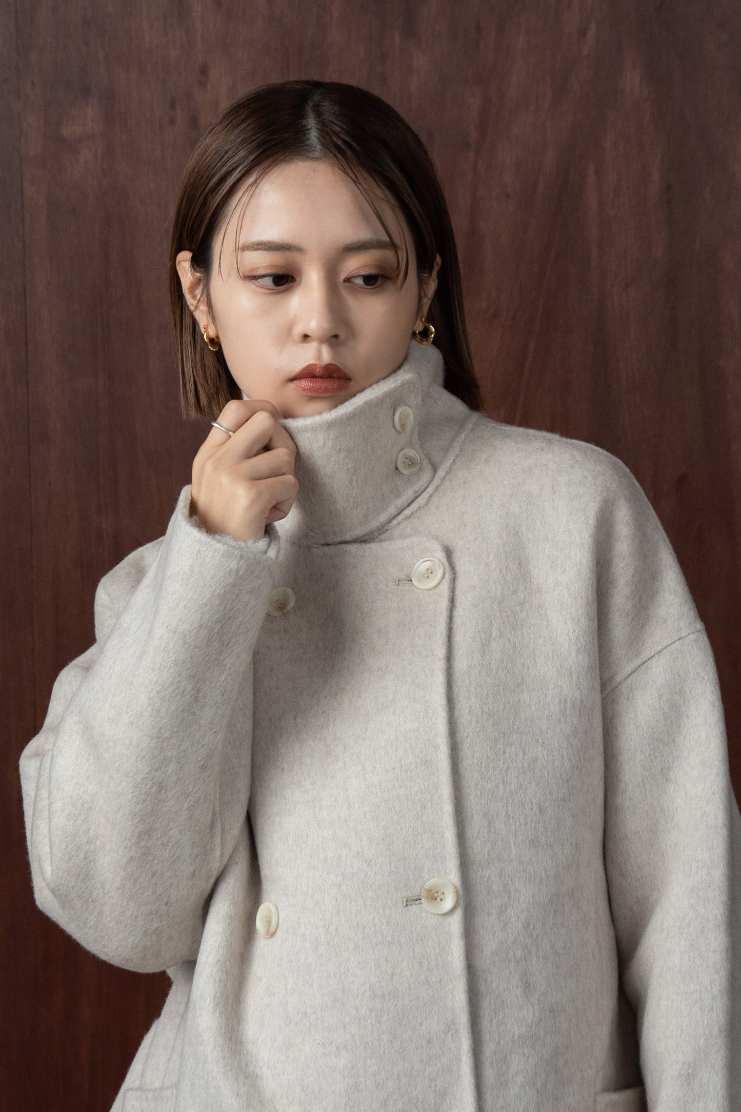 stand neck handmade coat