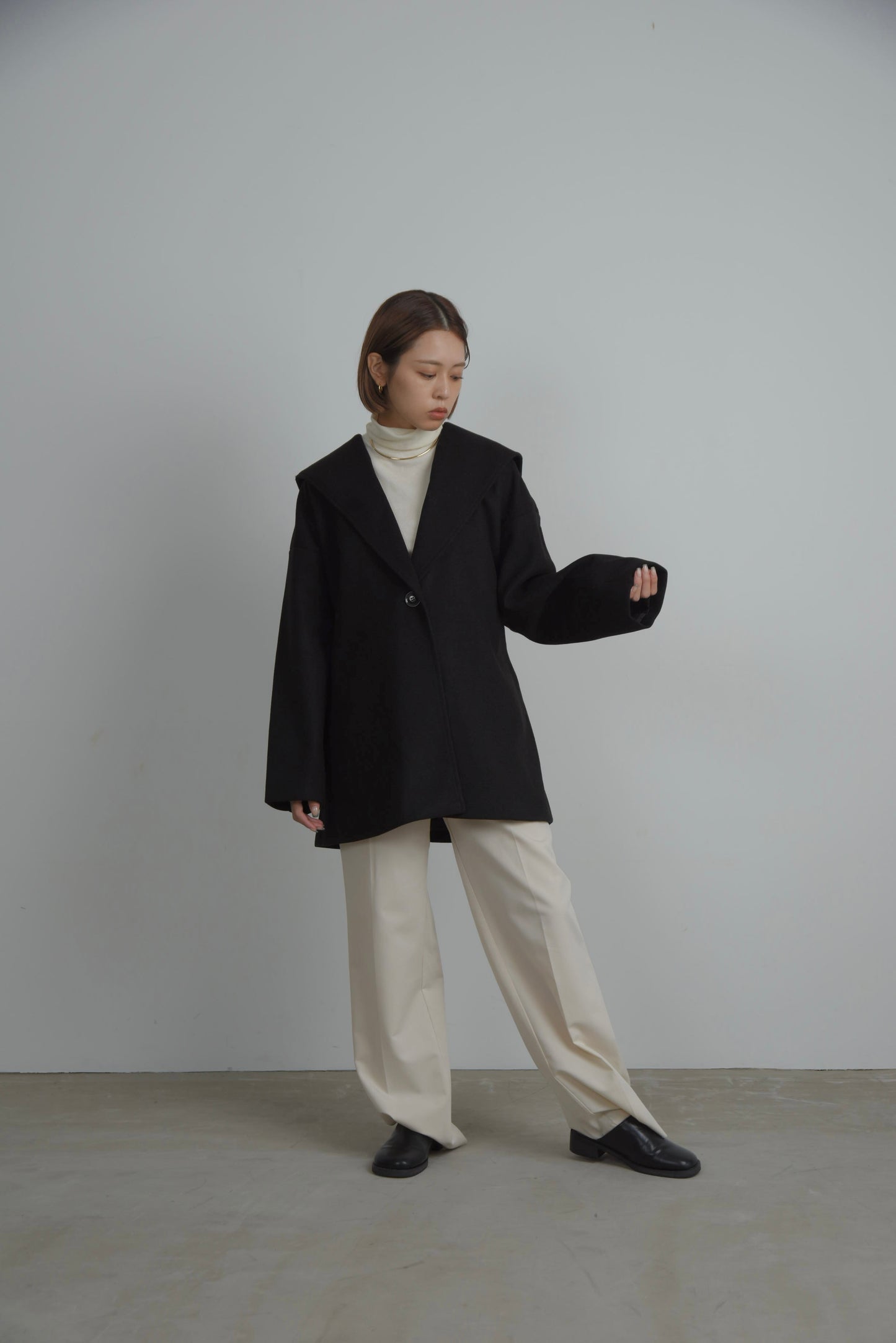 sailor collar midi coat