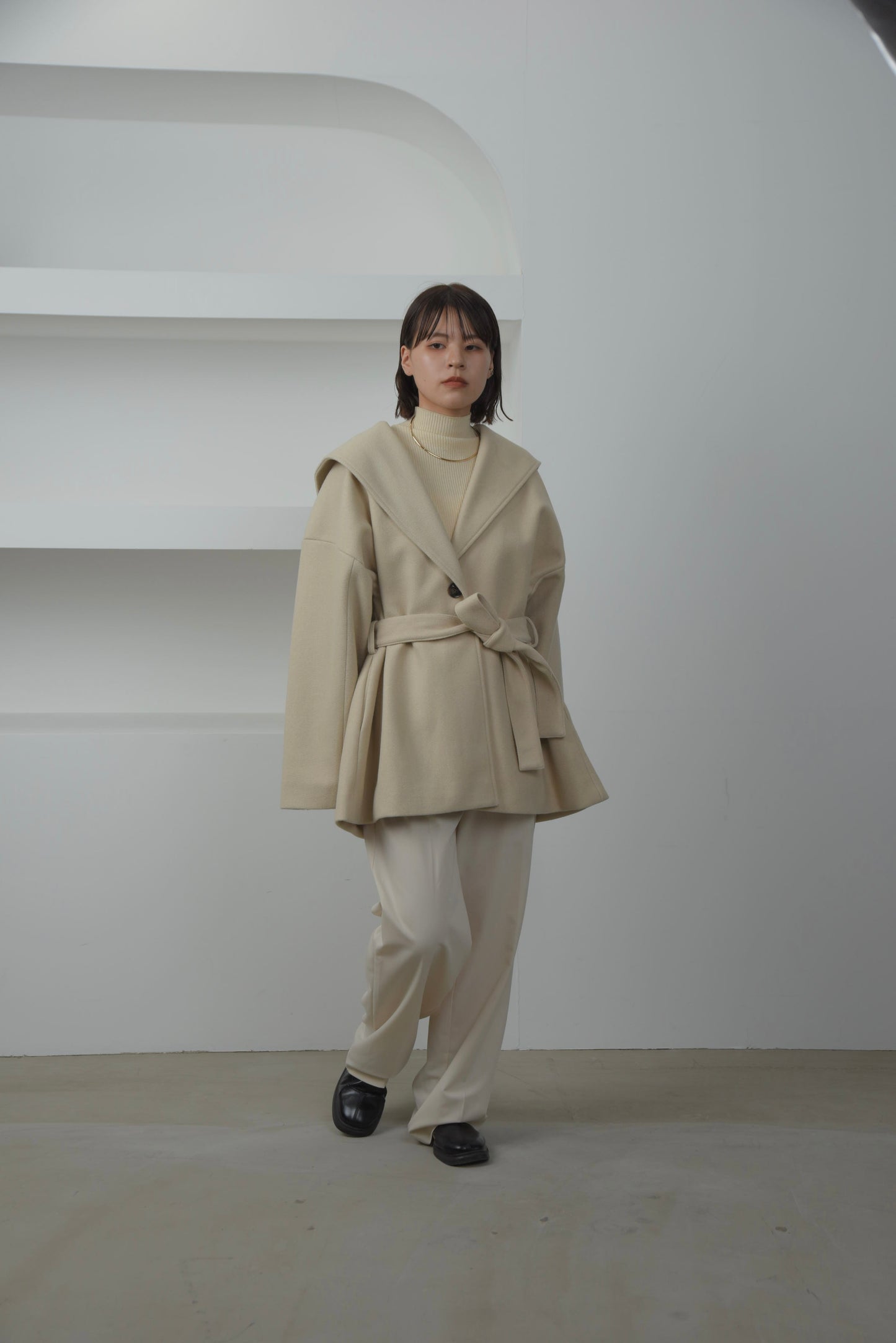 sailor collar midi coat