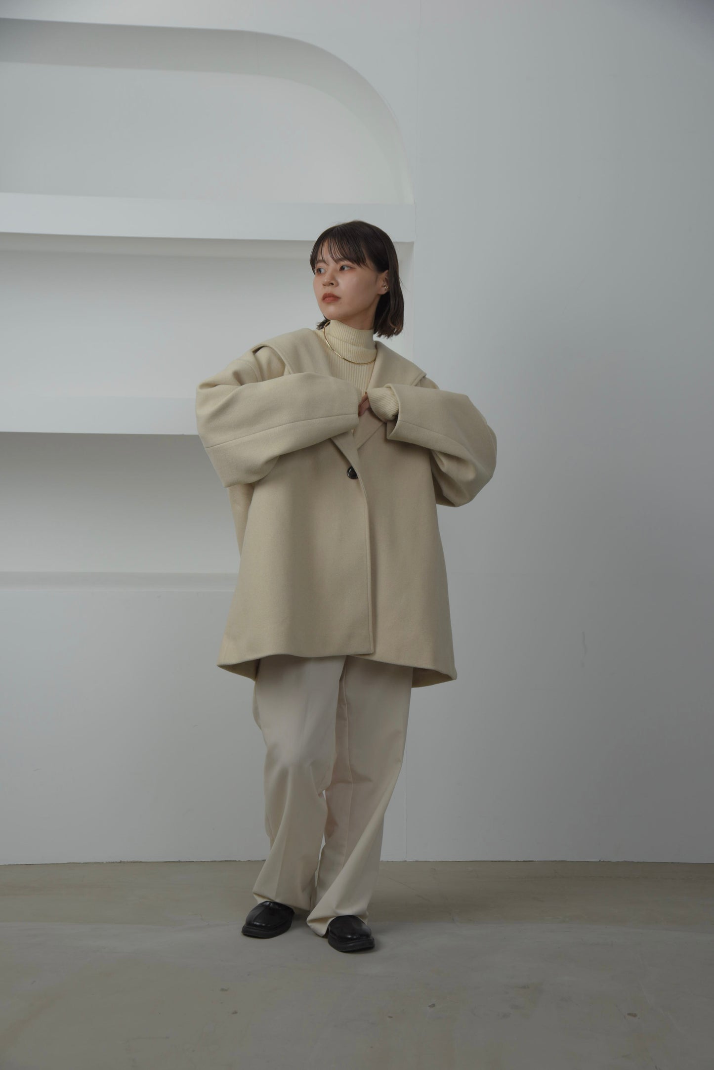 sailor collar midi coat