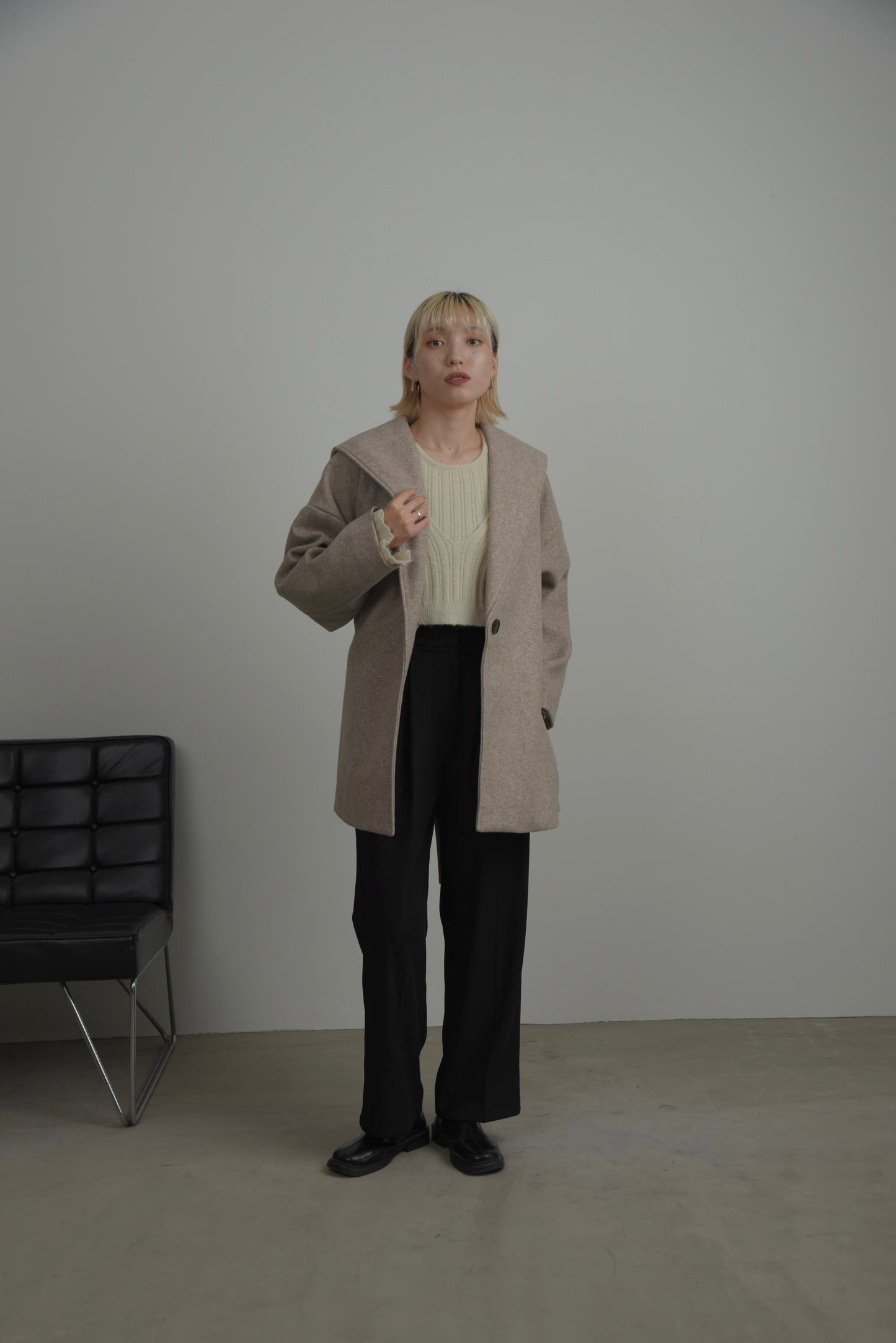 sailor collar midi coat