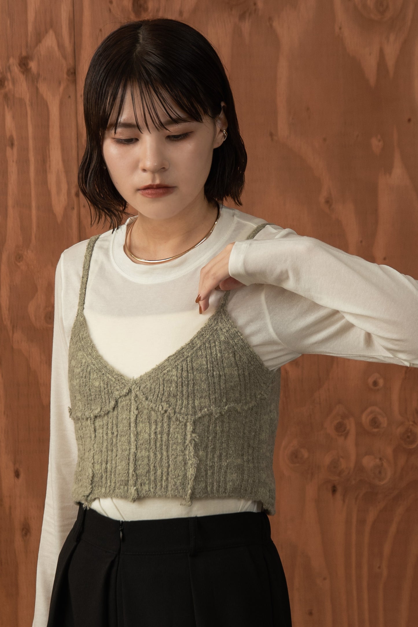melange design knit bustier
