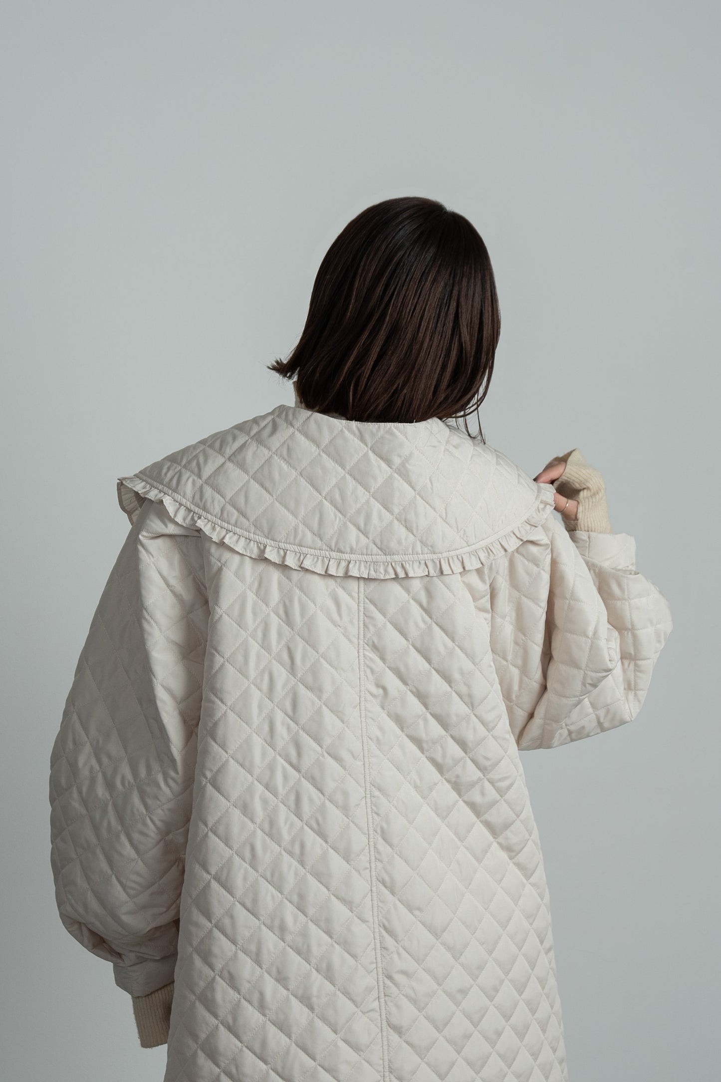 quilting big collar long coat