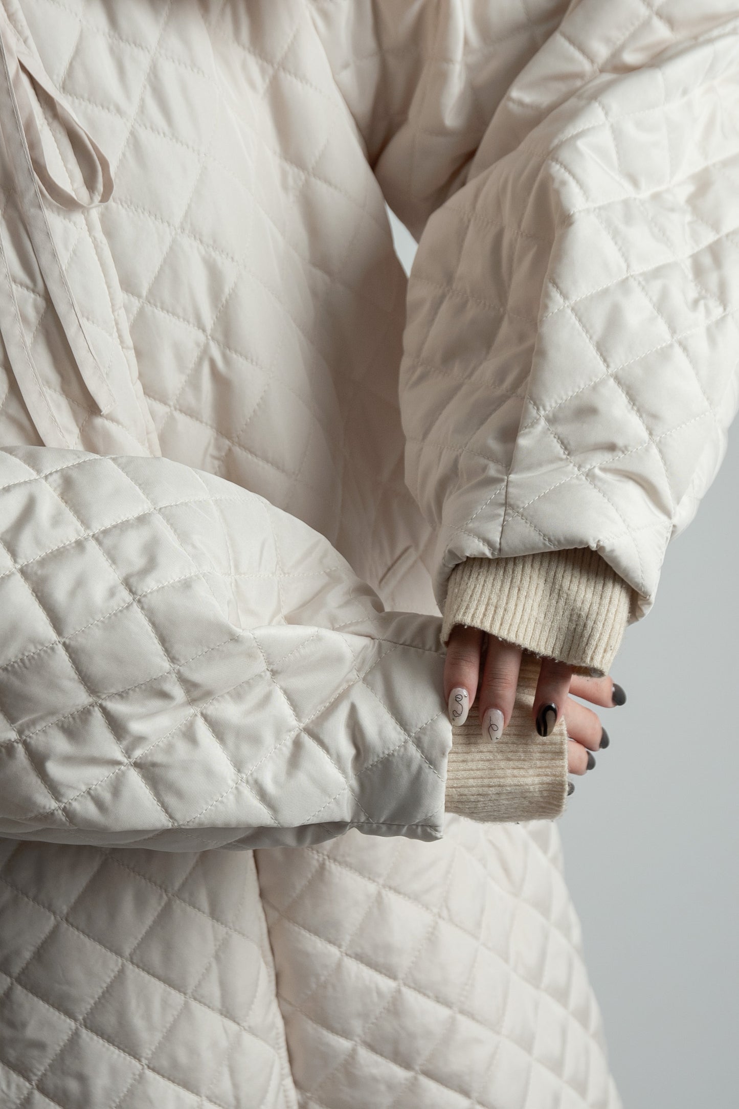 quilting big collar long coat