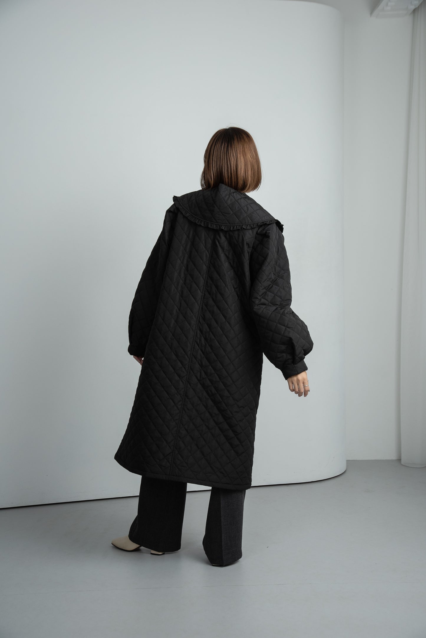 quilting big collar long coat