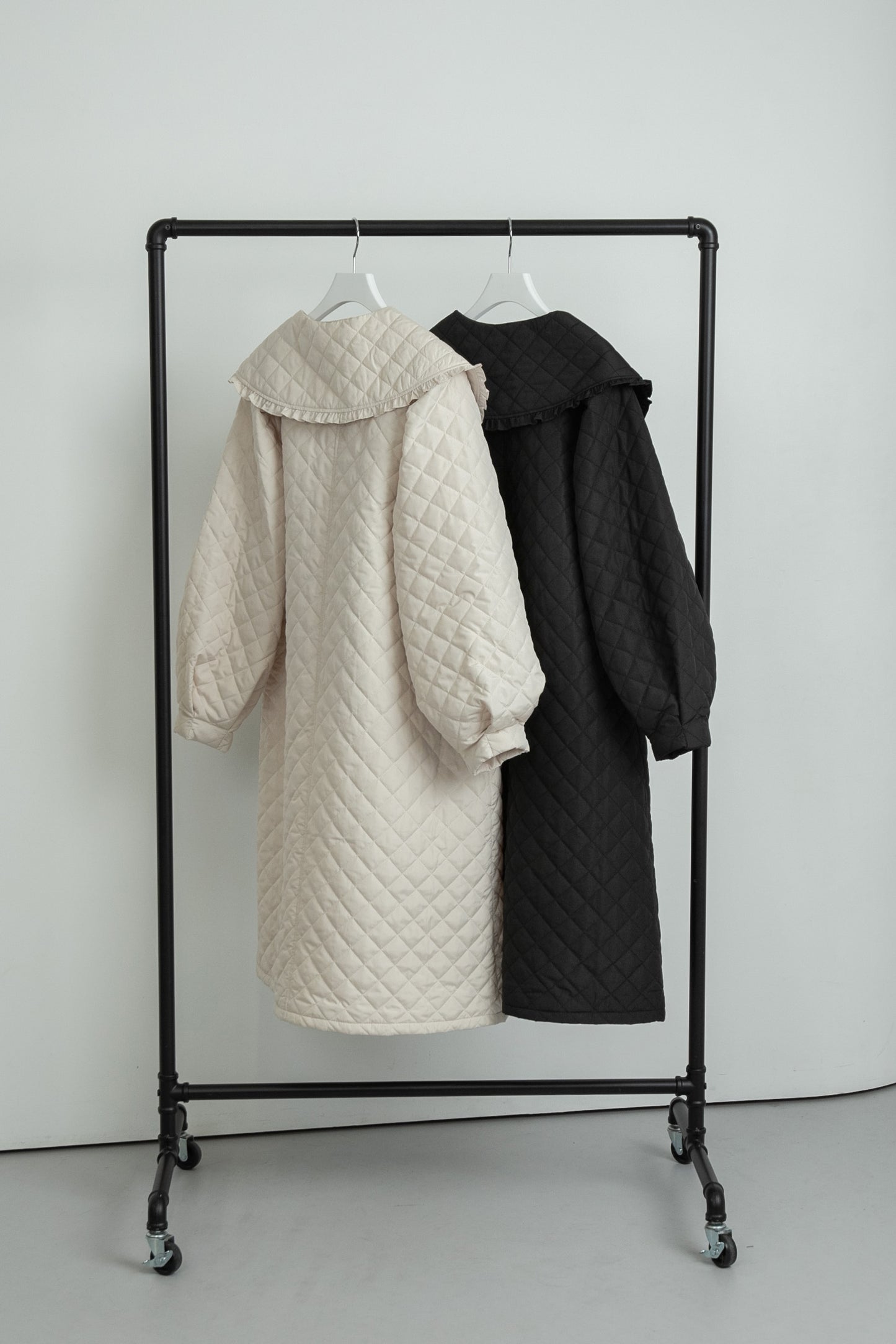 quilting big collar long coat