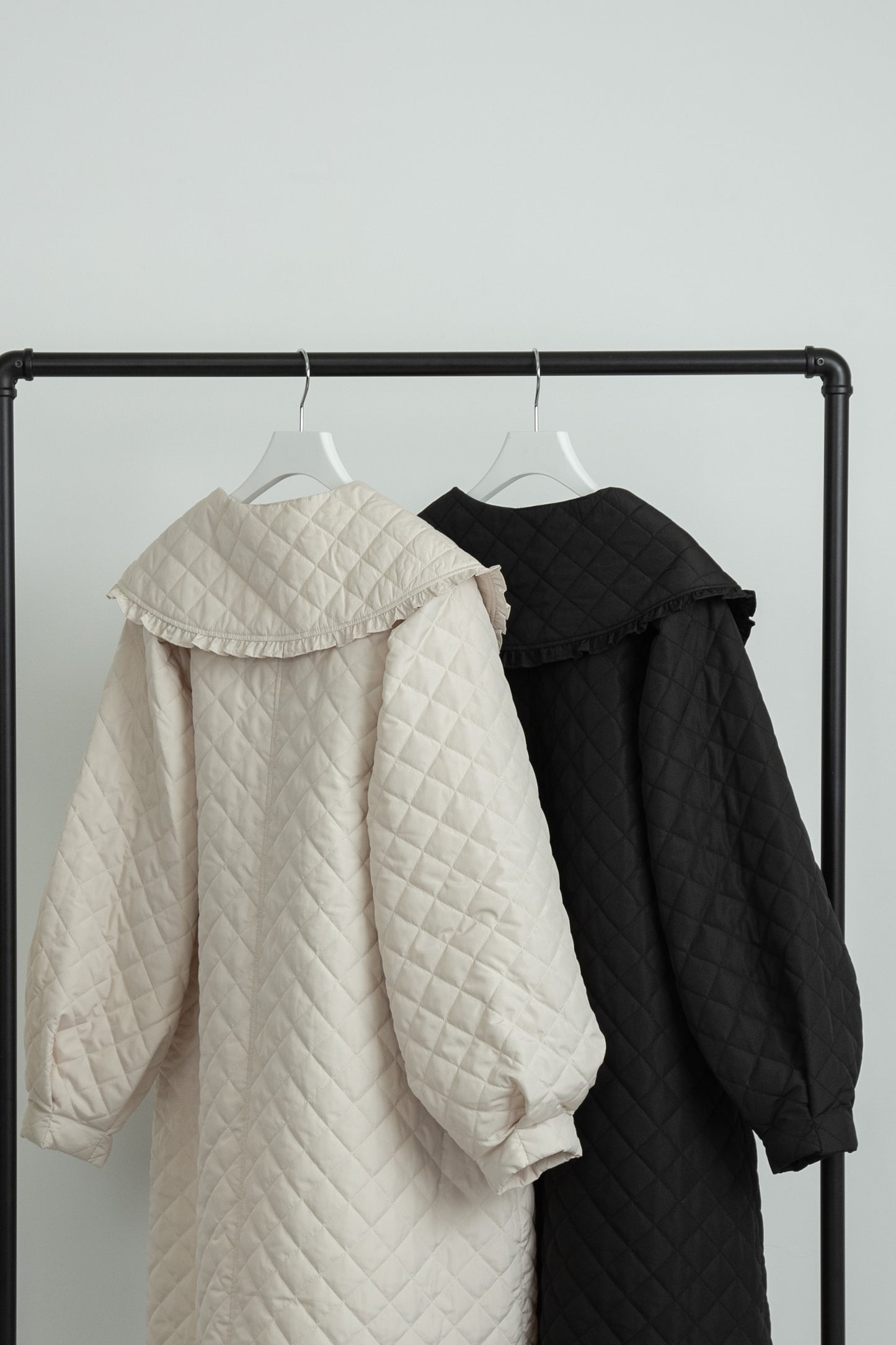 quilting big collar long coat