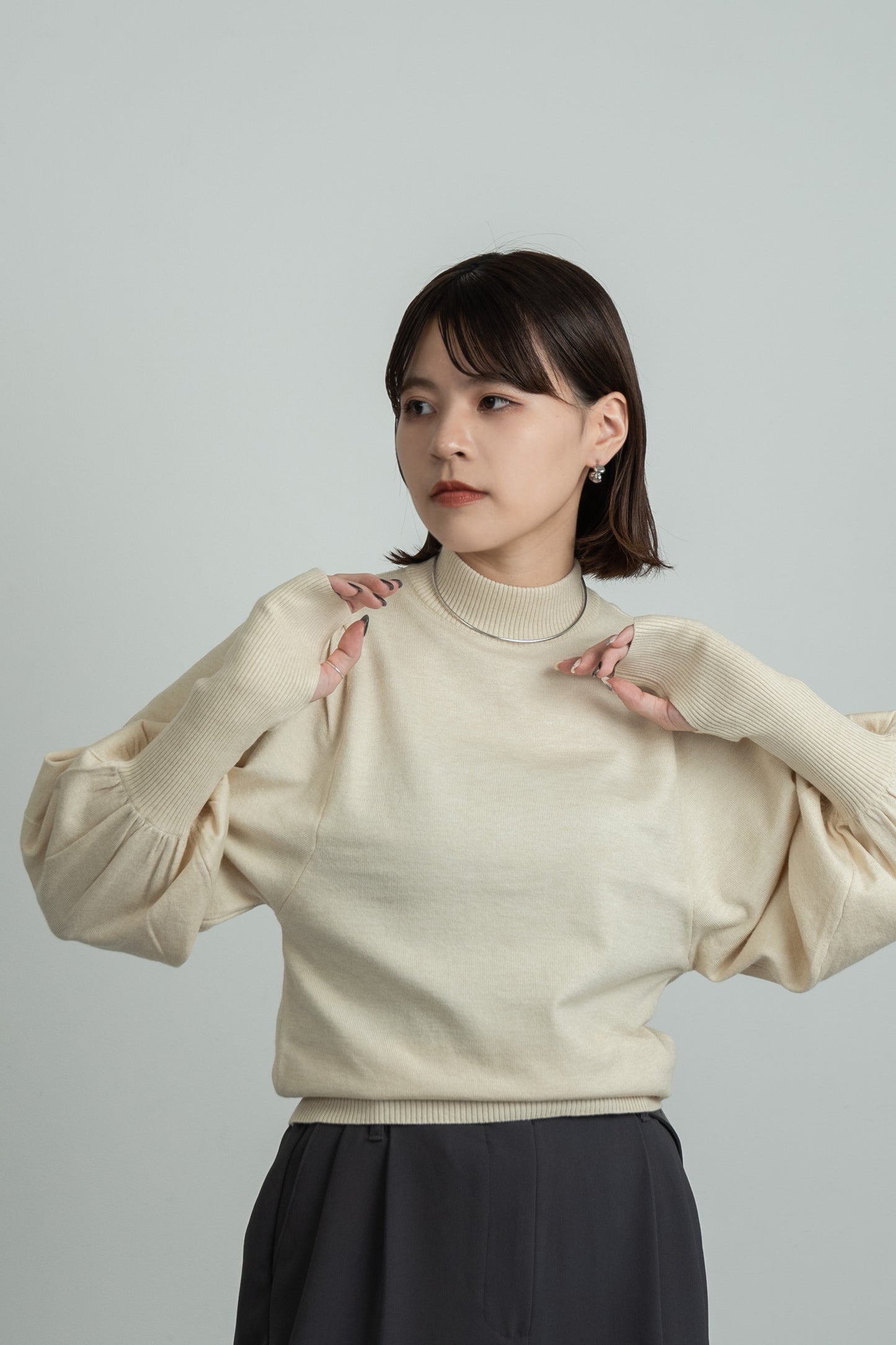 balloon sleeve pullover knit