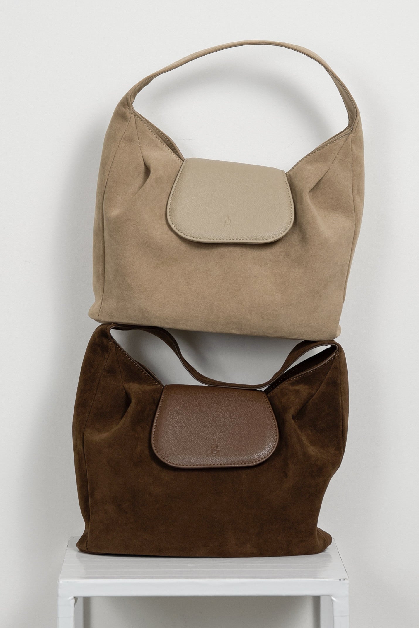 brushed material flap point bag