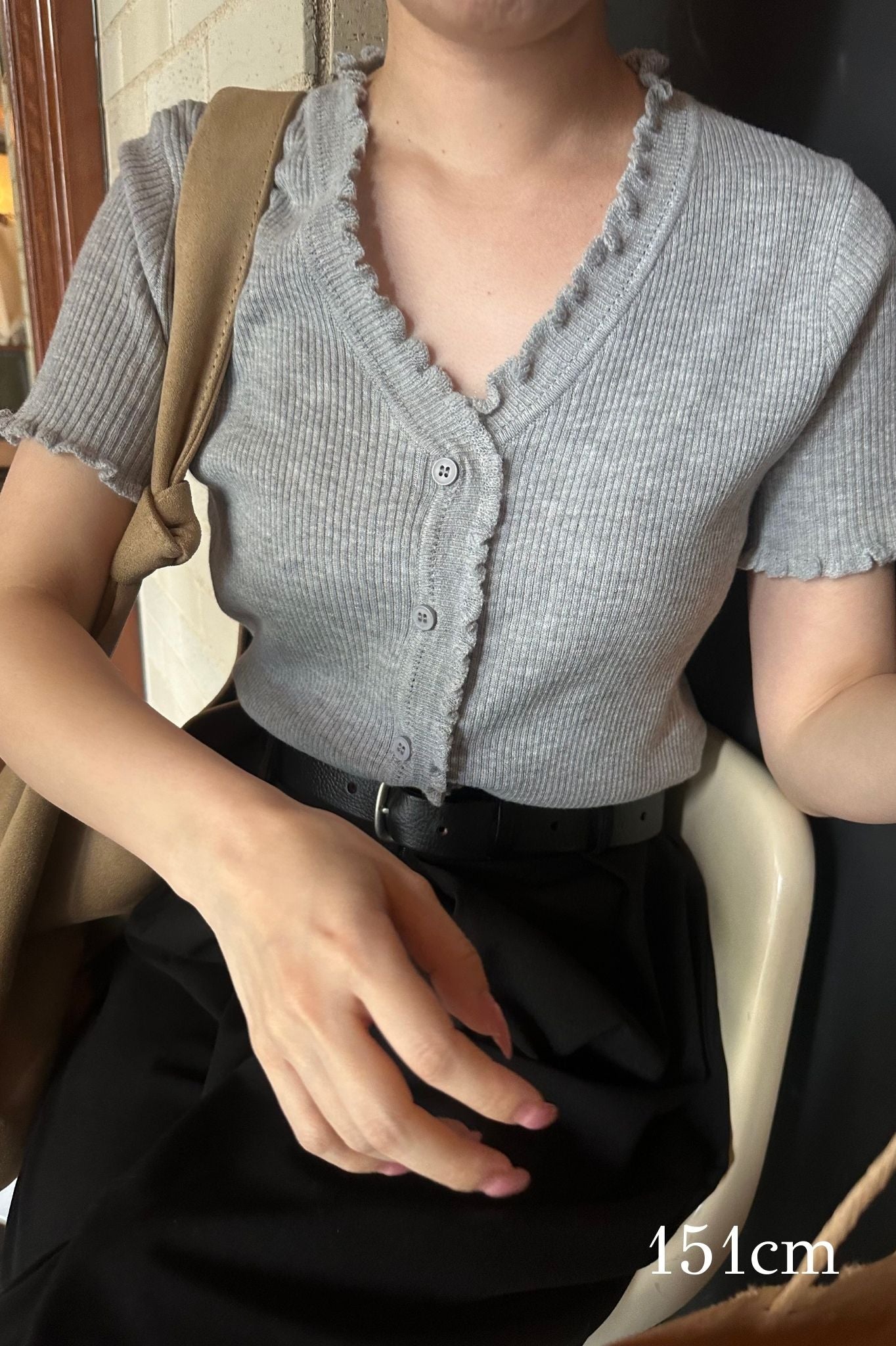 frill point short sleeve cardigan