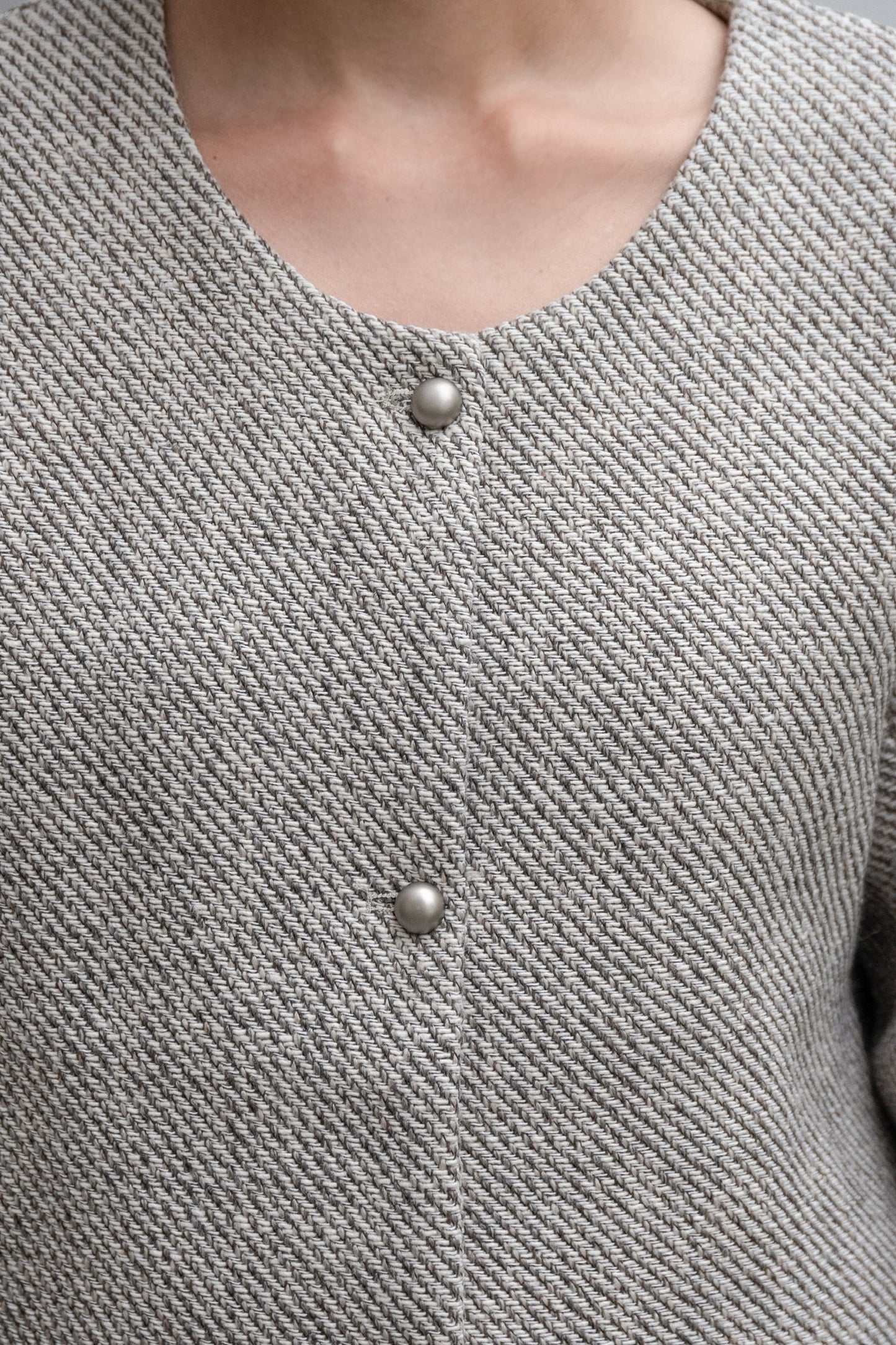 tweed button point nocollar jacket