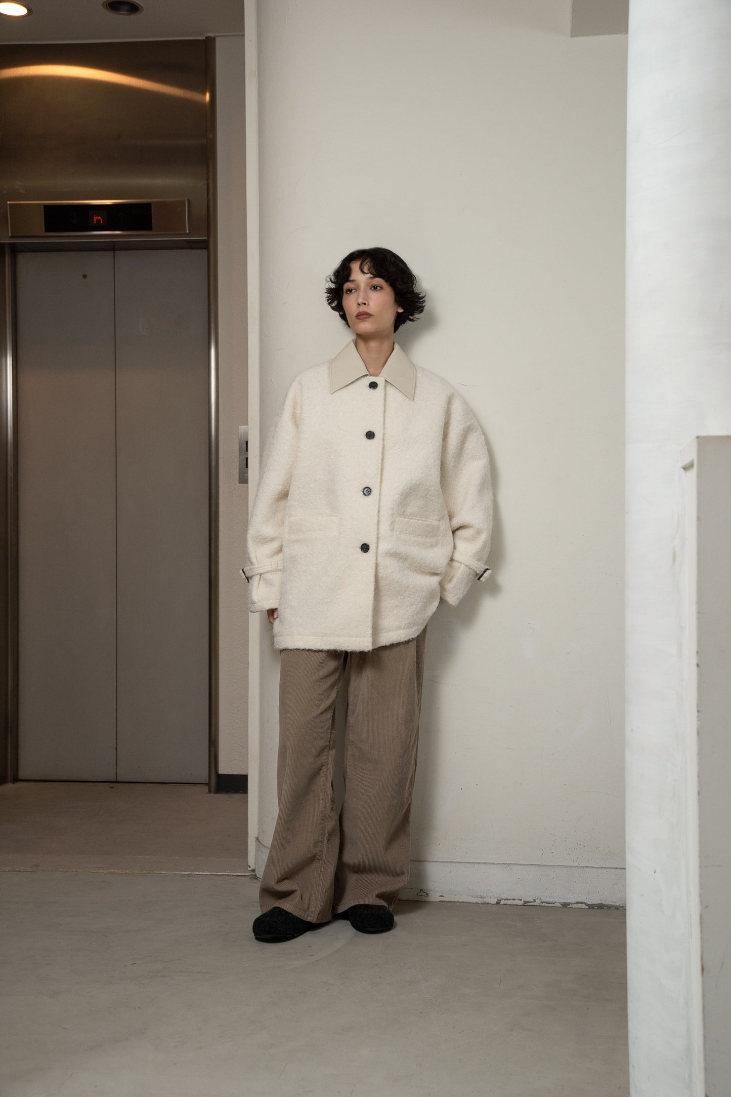 different material fluffy coat