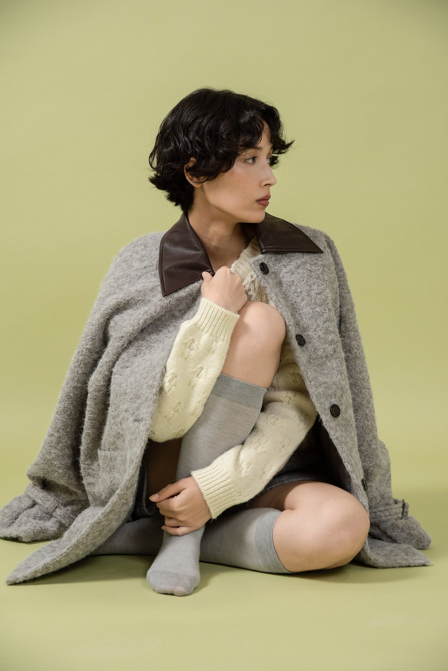 different material fluffy coat