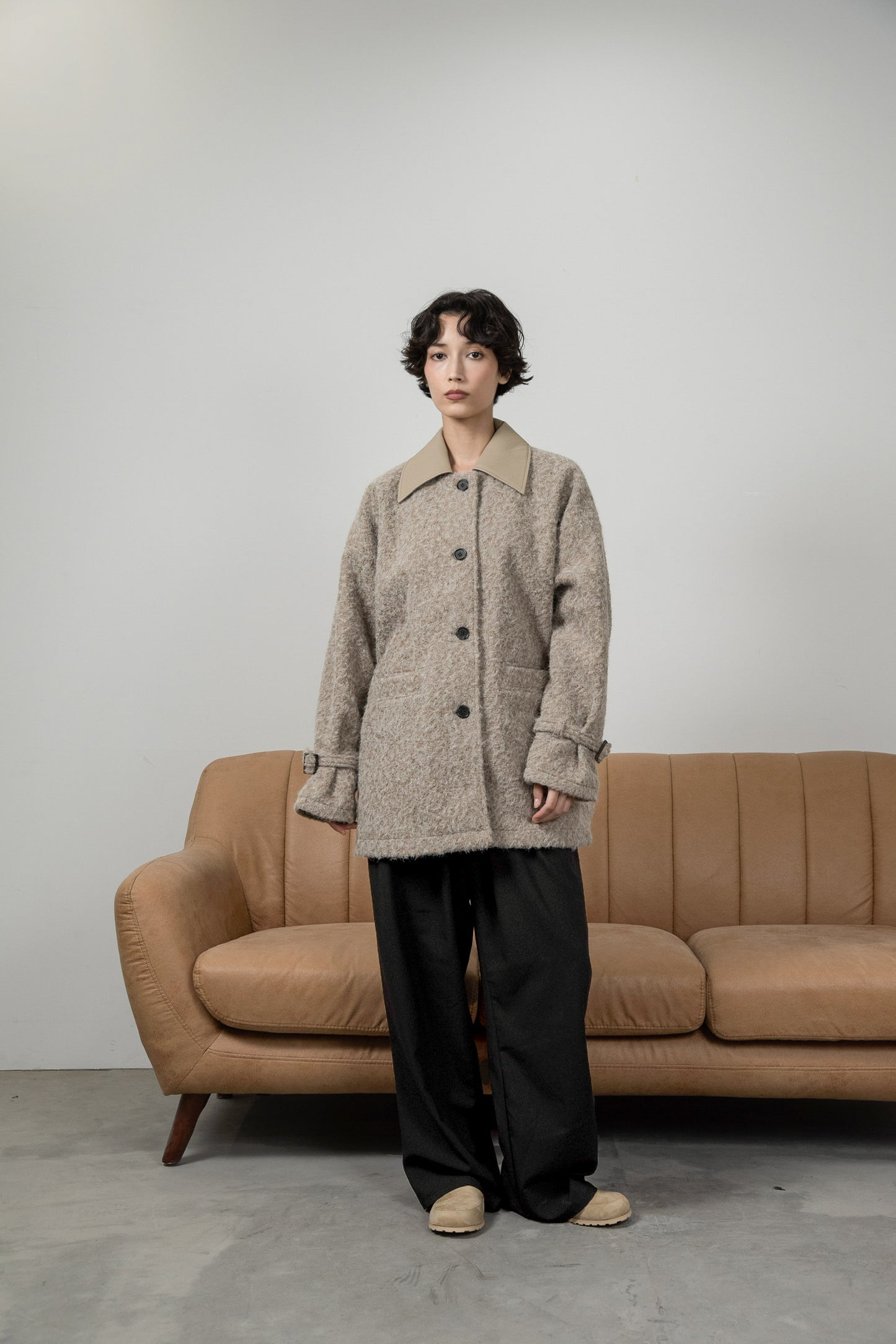 different material fluffy coat